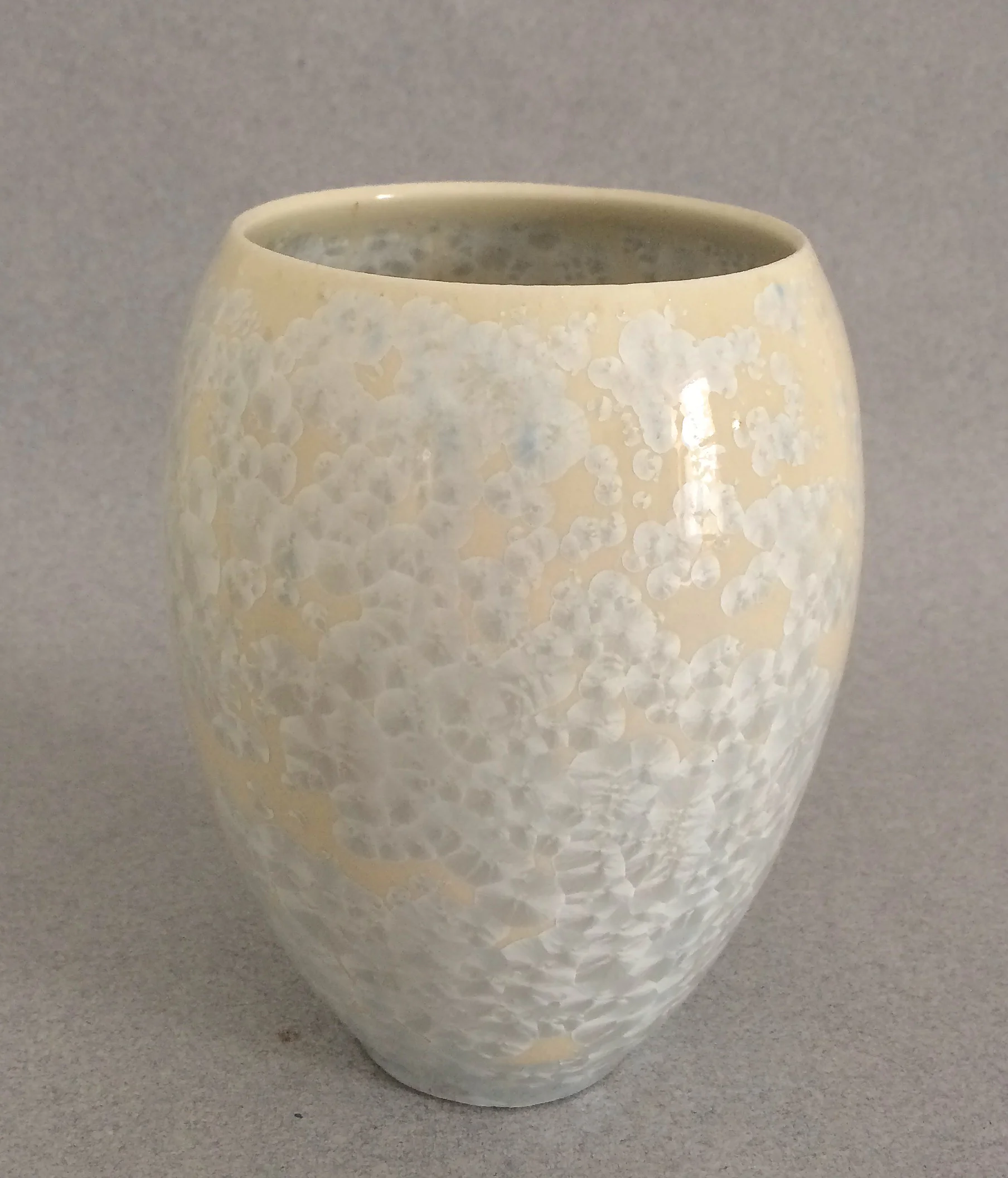 Gail Carlson grey, white, and cream crystalline vessel/vase