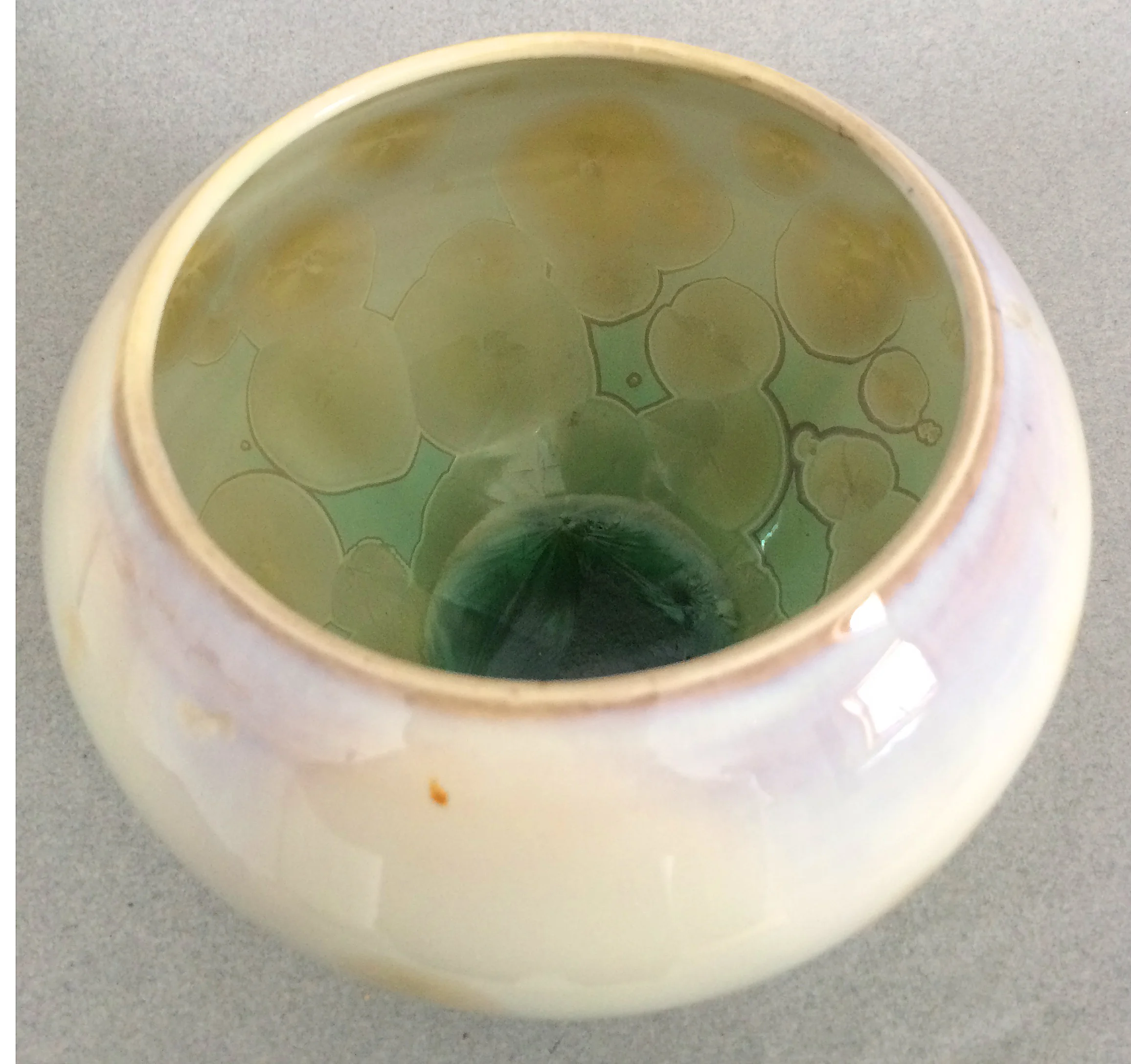 Gail Carlson( white, purple, and green) Crystalline bowl