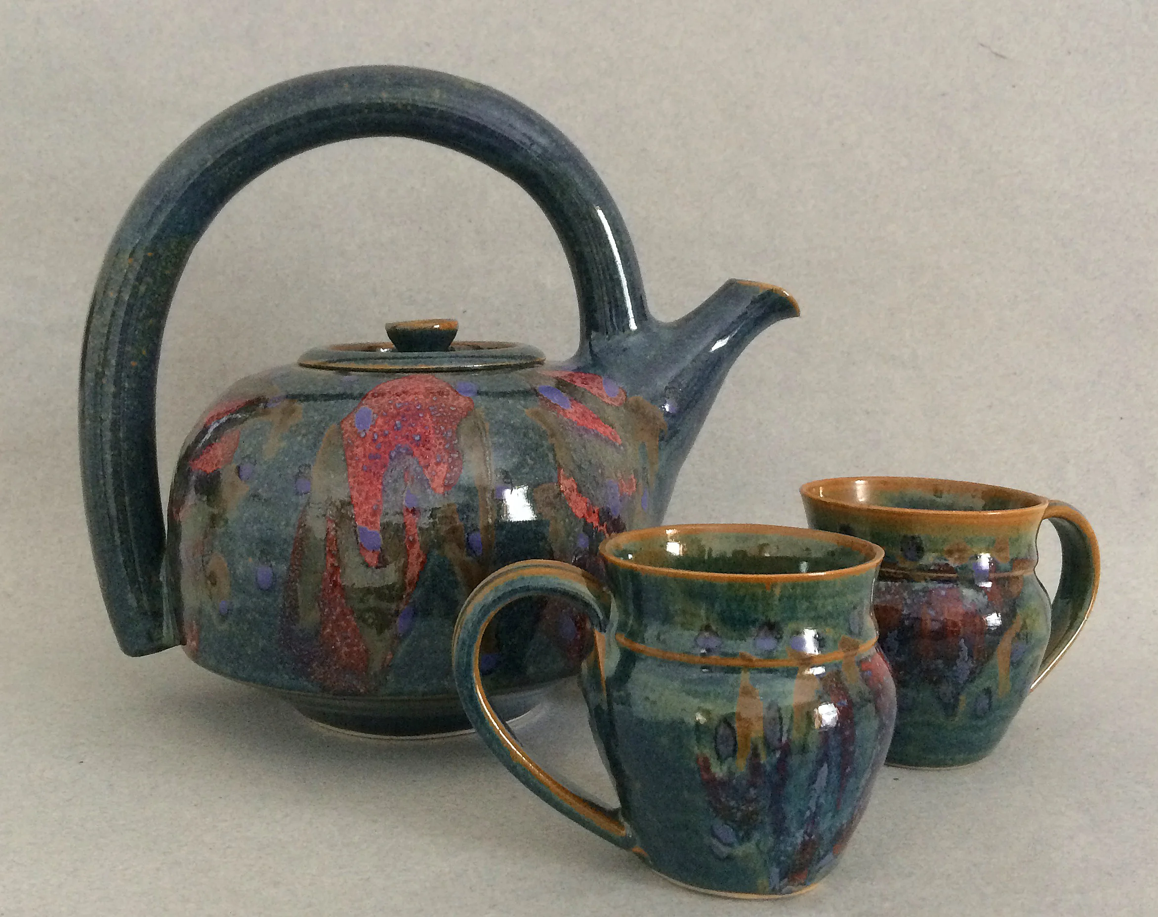Gail Carlson teal and red teacup (middle)