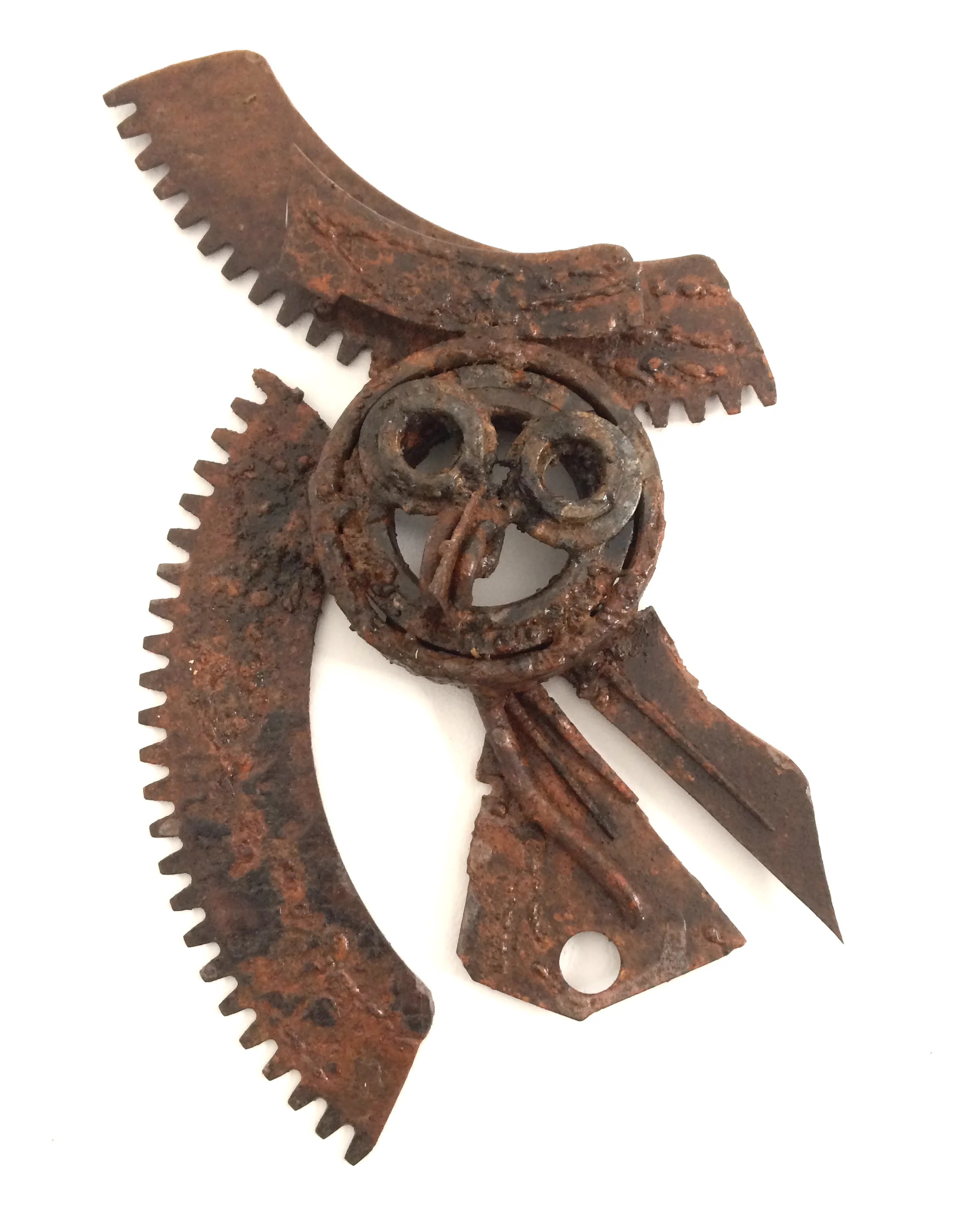 jk 62B16 Hanging Owl wall sculpture recycled metal.jpg