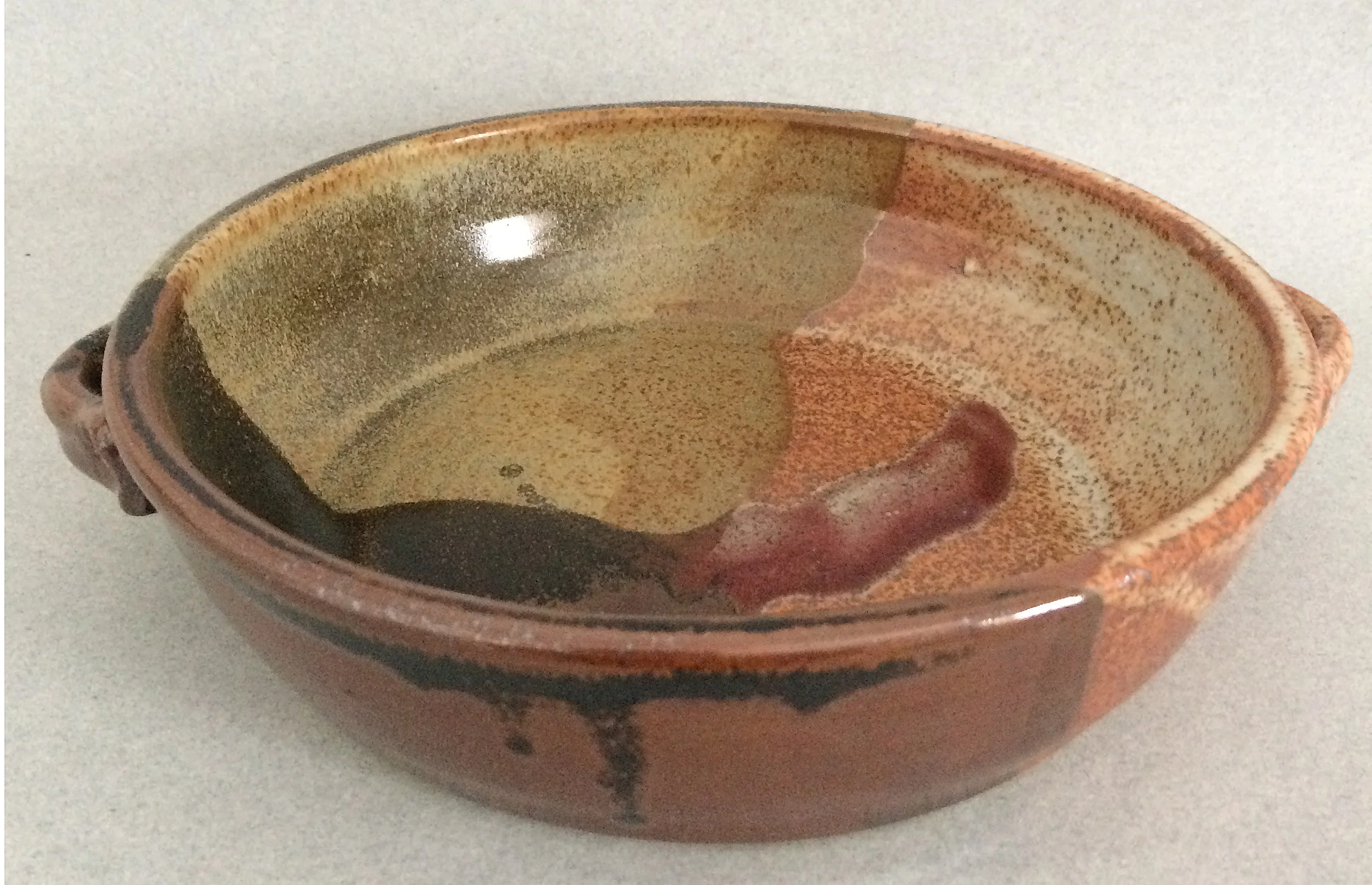 Parsons Dietrich Pottery gold serving dish with handles