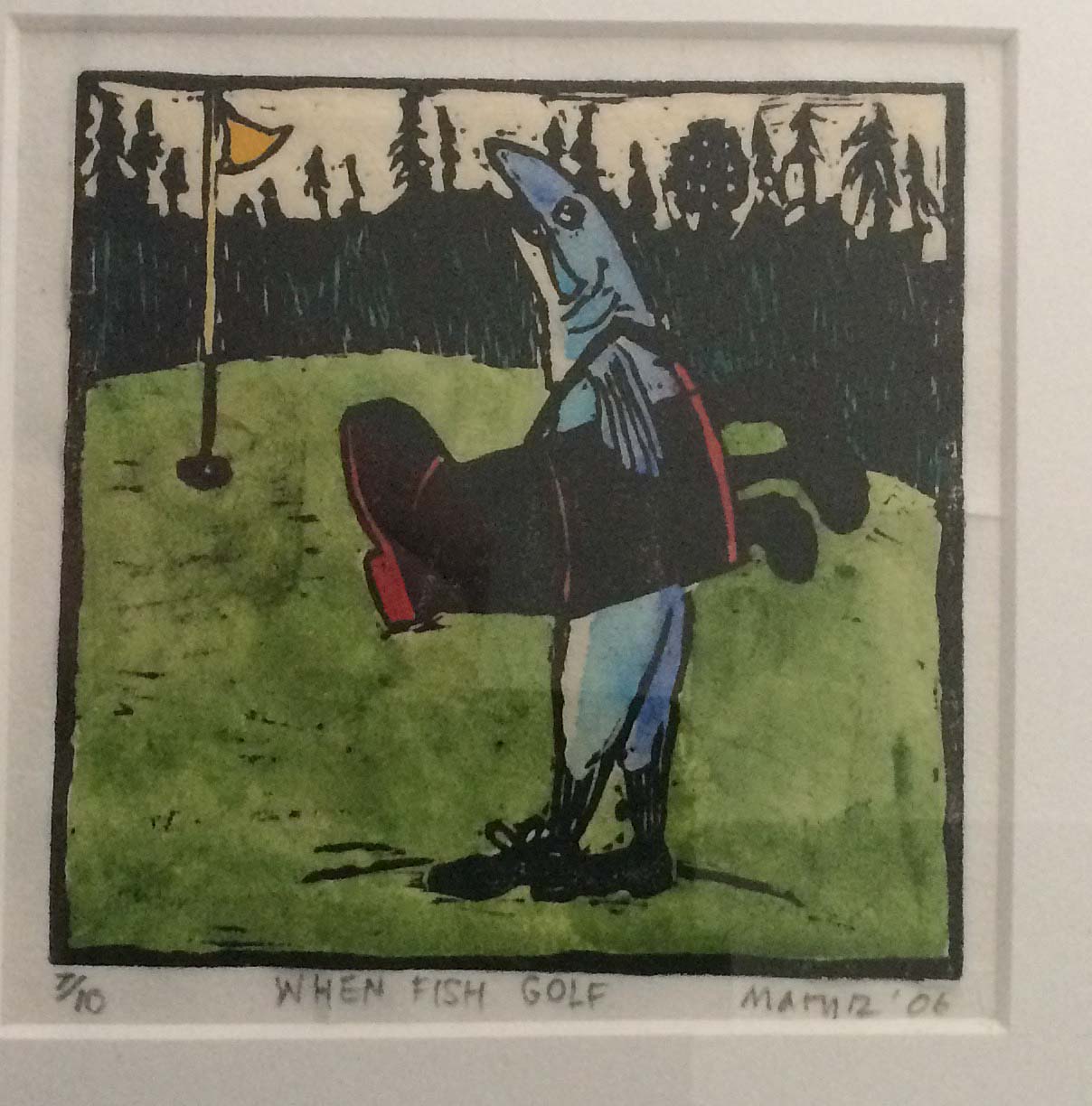 Mary Romanuck "When Fish Golf" painting
