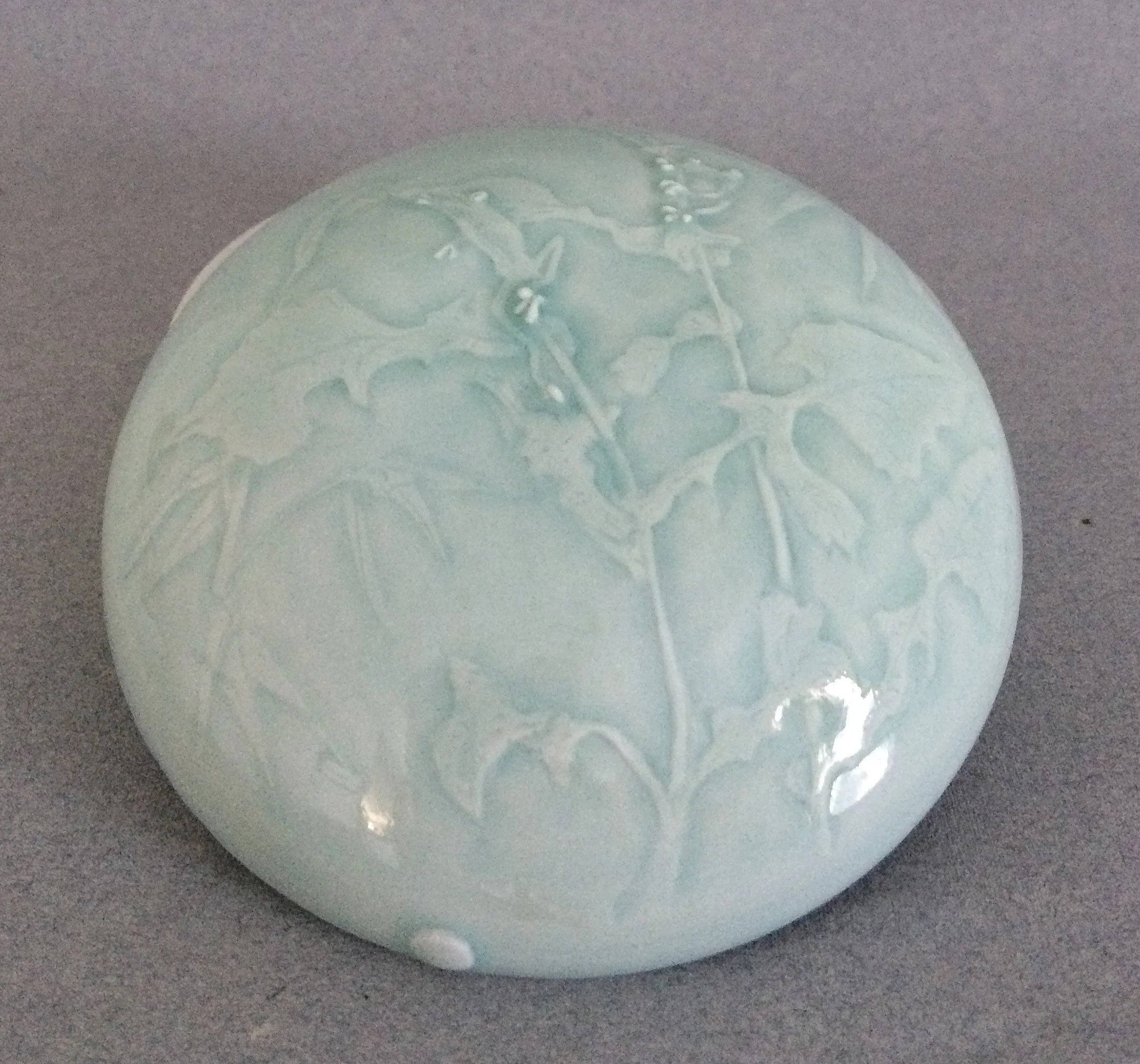 John Elder celadon tree lidded porcelain box