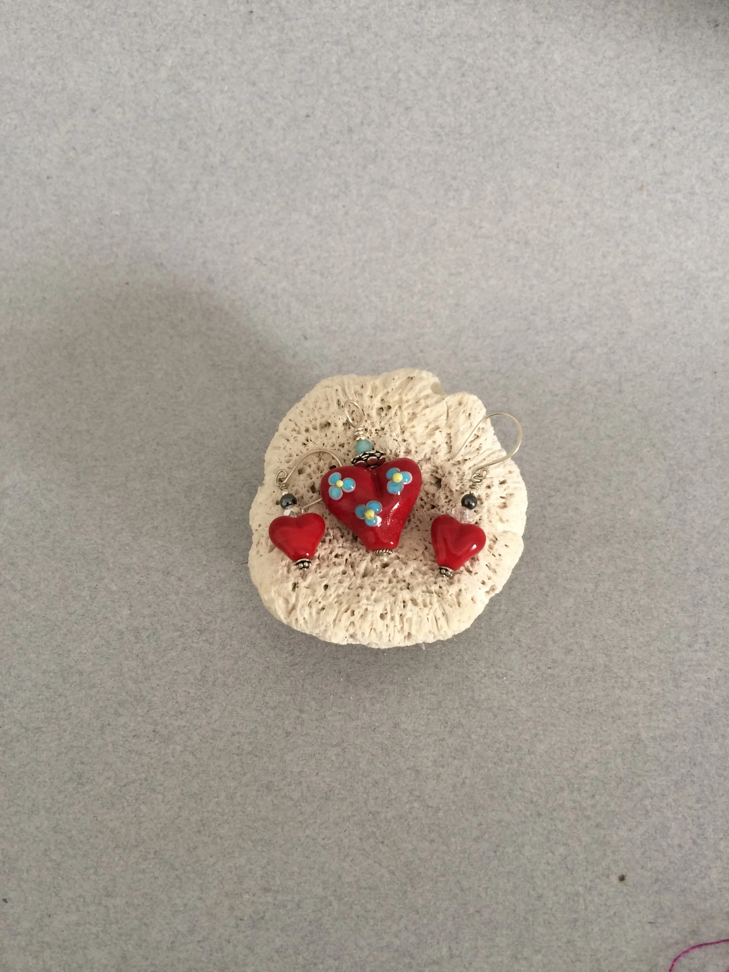 Red HeartPendant &amp; Earring Set