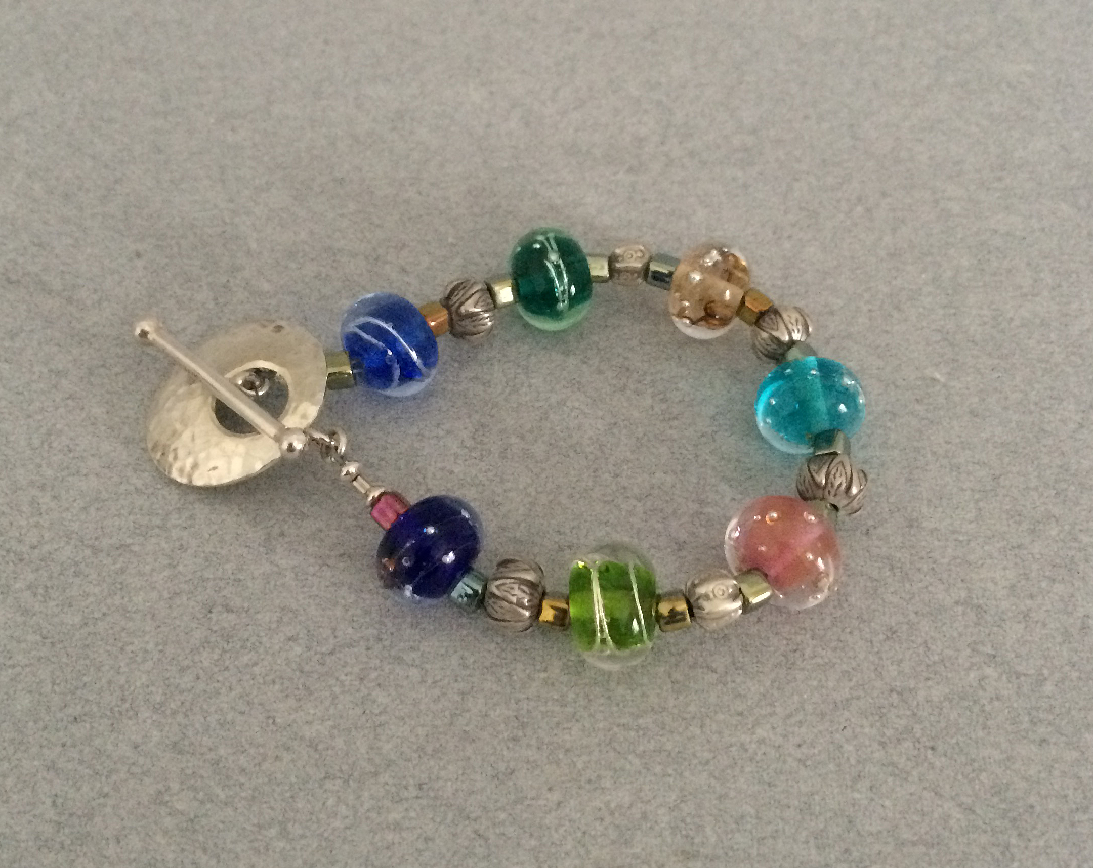 D Lynne Bowland Bracelet Clear Multi Coloured Beads