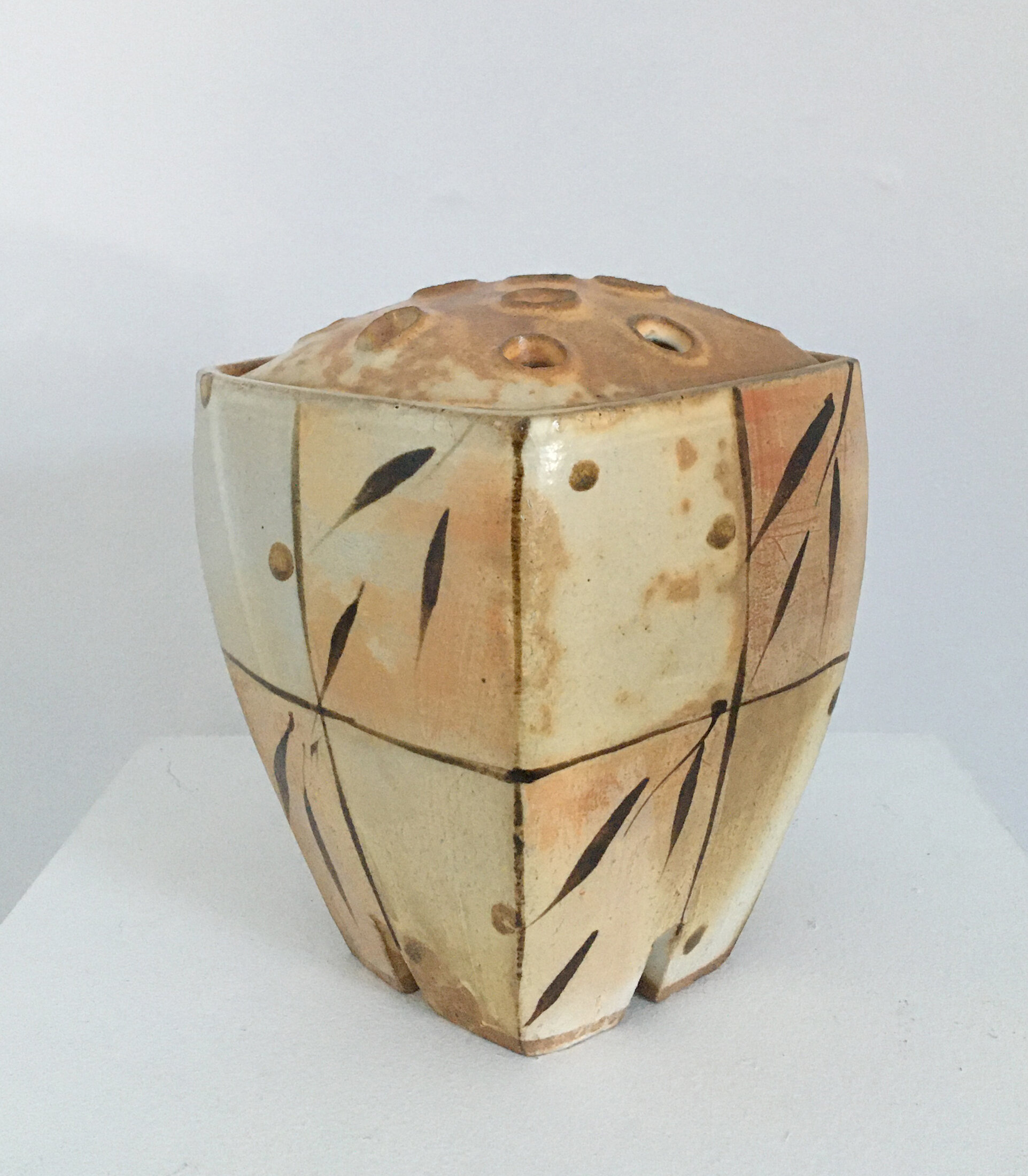 John Elder Leaf Lidded Stem Vase