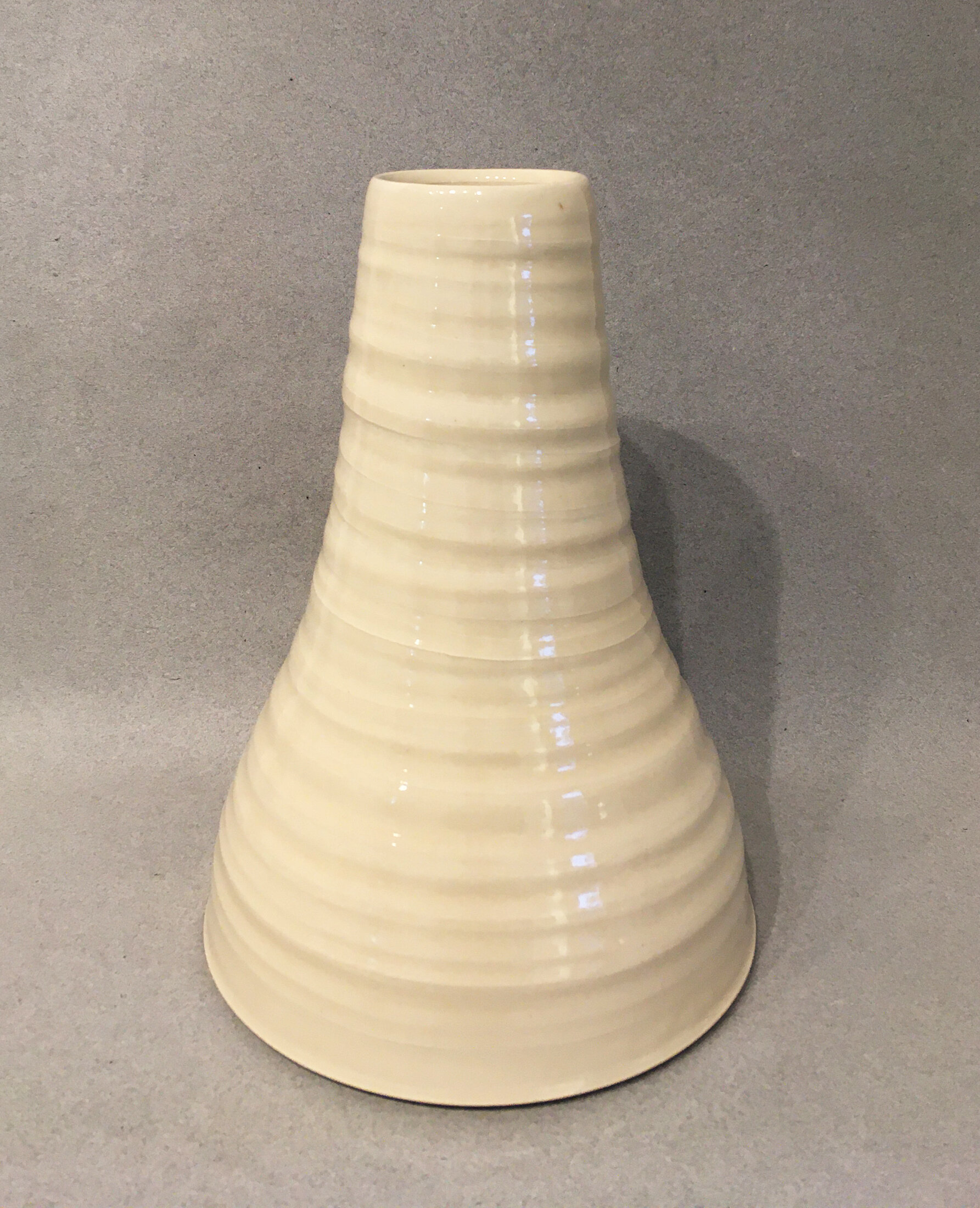 Dee Funk Large White Vase with throwing rings 