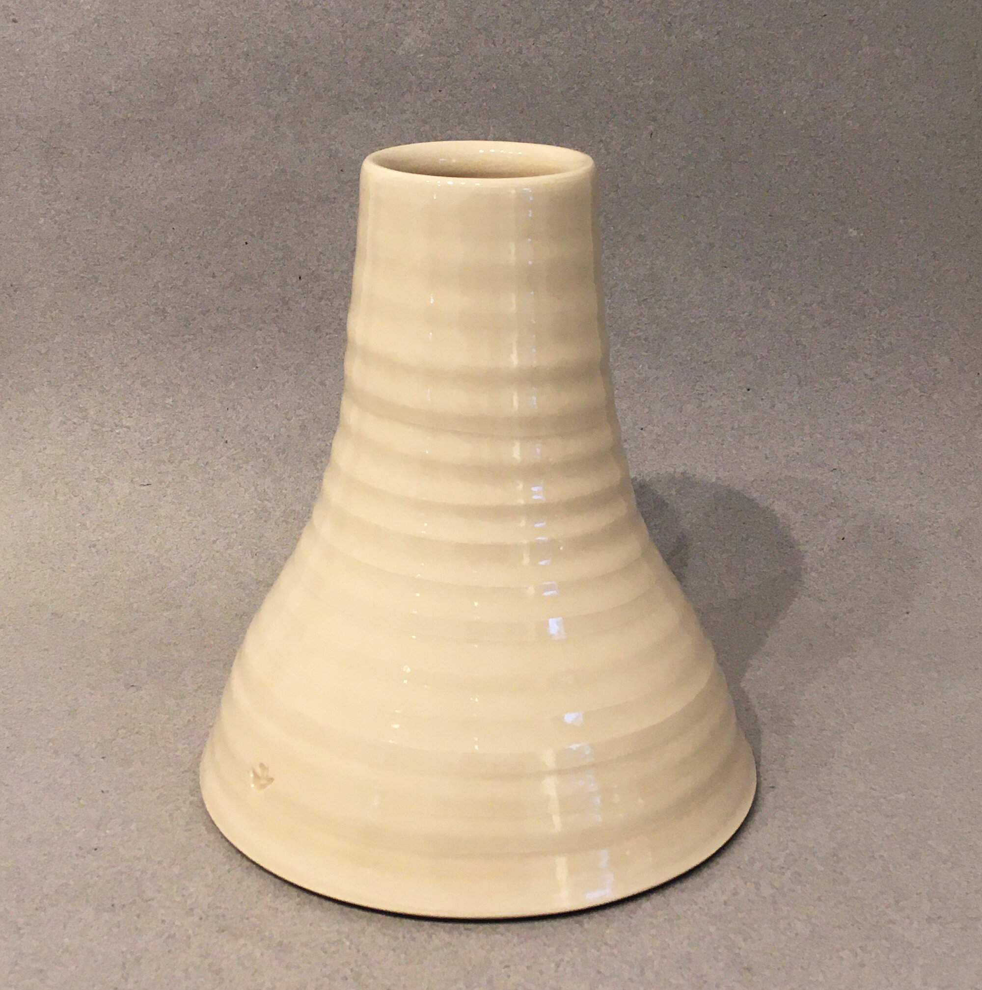 Dee Funk Medium White Vase with throwing rings 