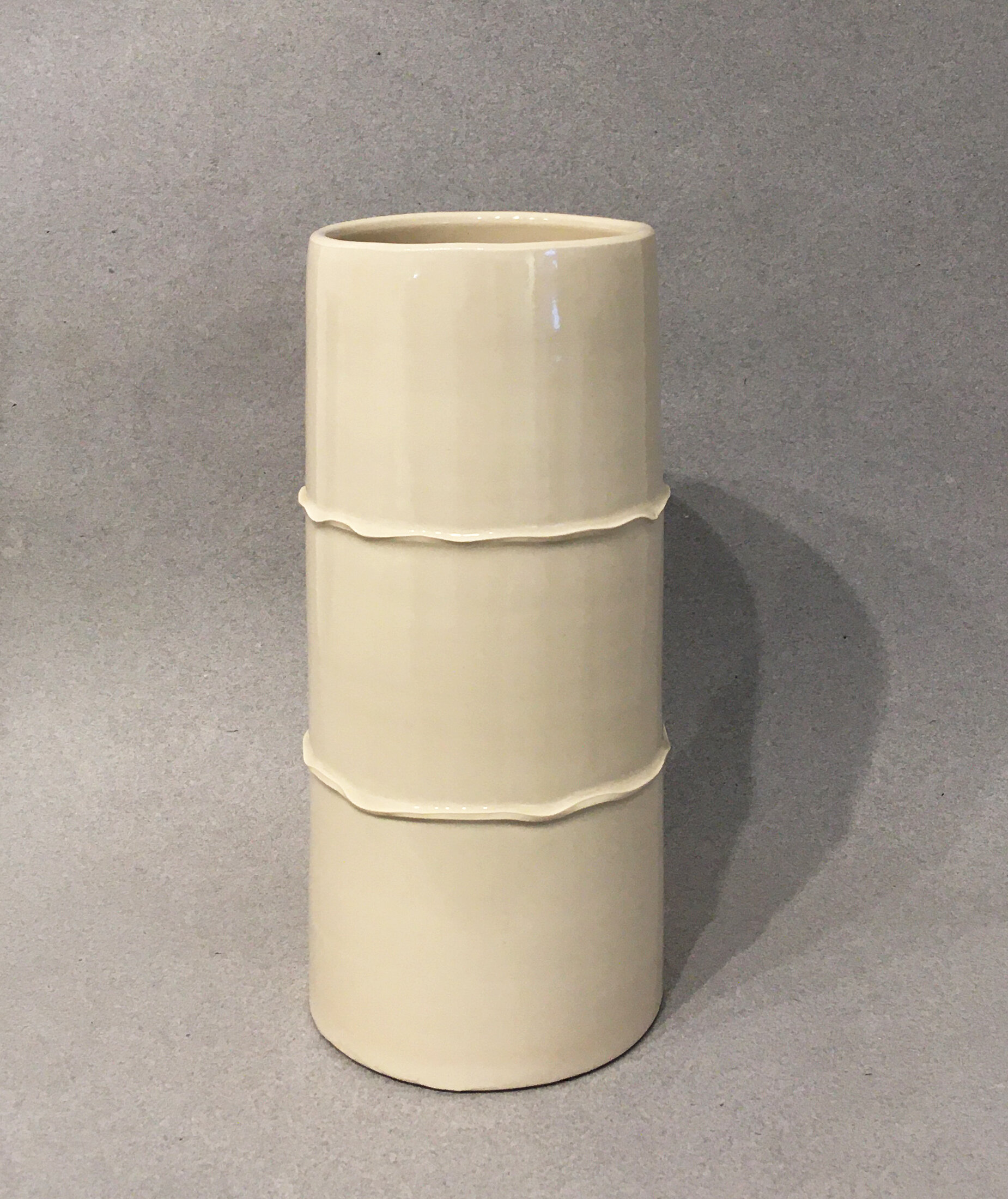 Dee Funk Large White Cylinder Vase -Bamboo