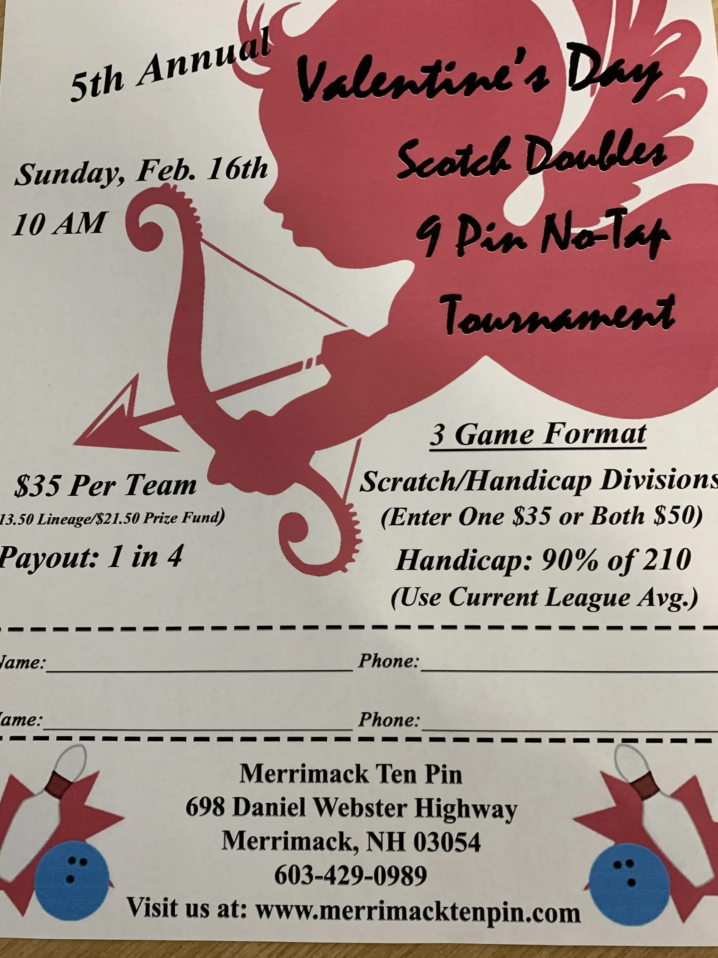 5th Annual Valentine's Tournament — Merrimack Ten Pin