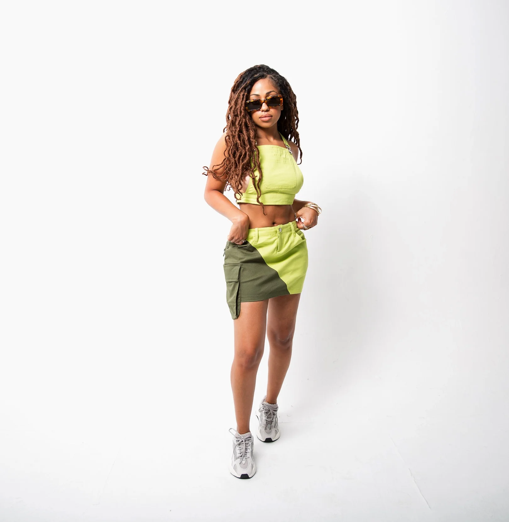 NEON/OLIVE YIN-YANG SKIRT