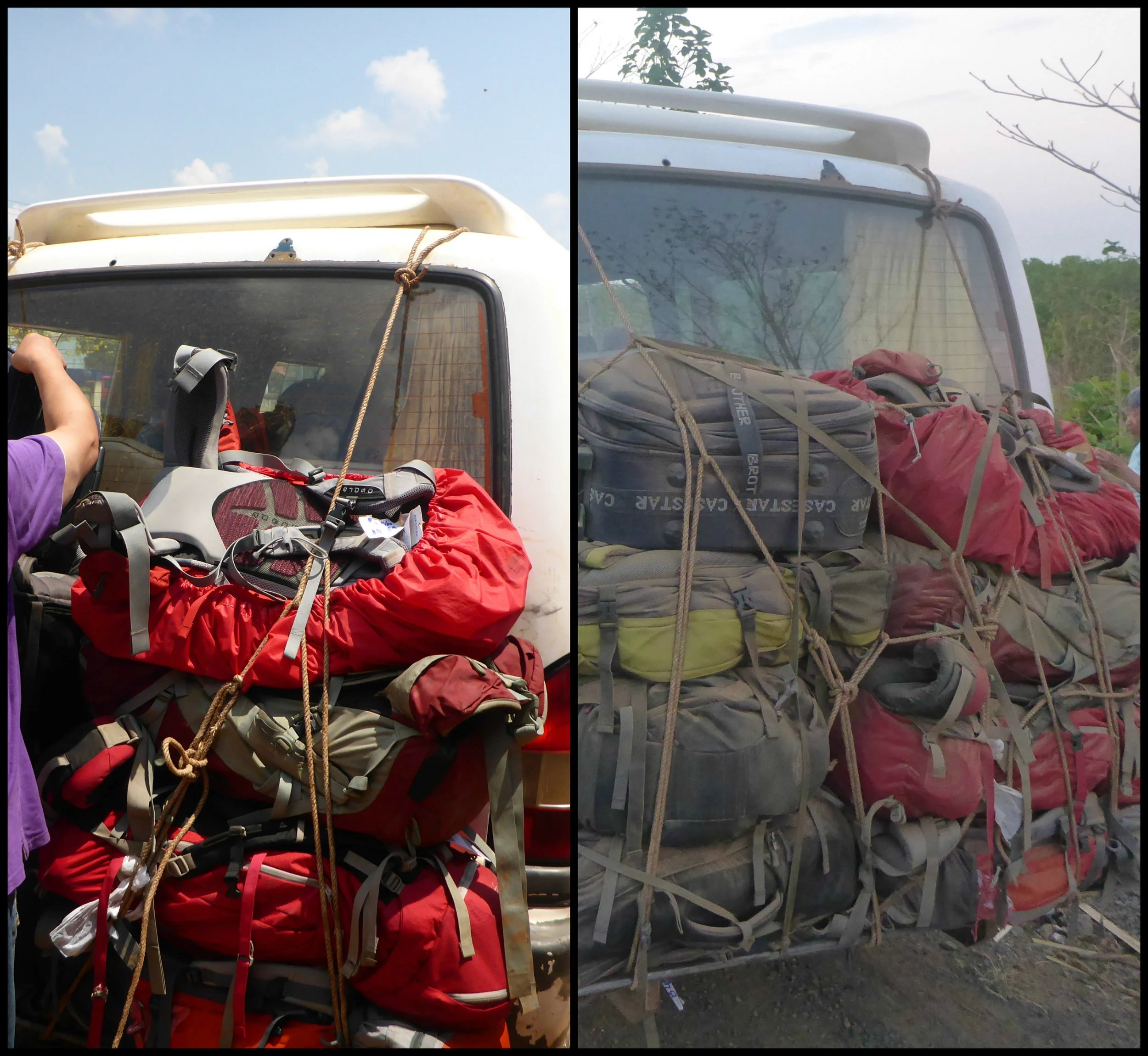 Before and after: Bags en route to Ban Lung, Cambodia