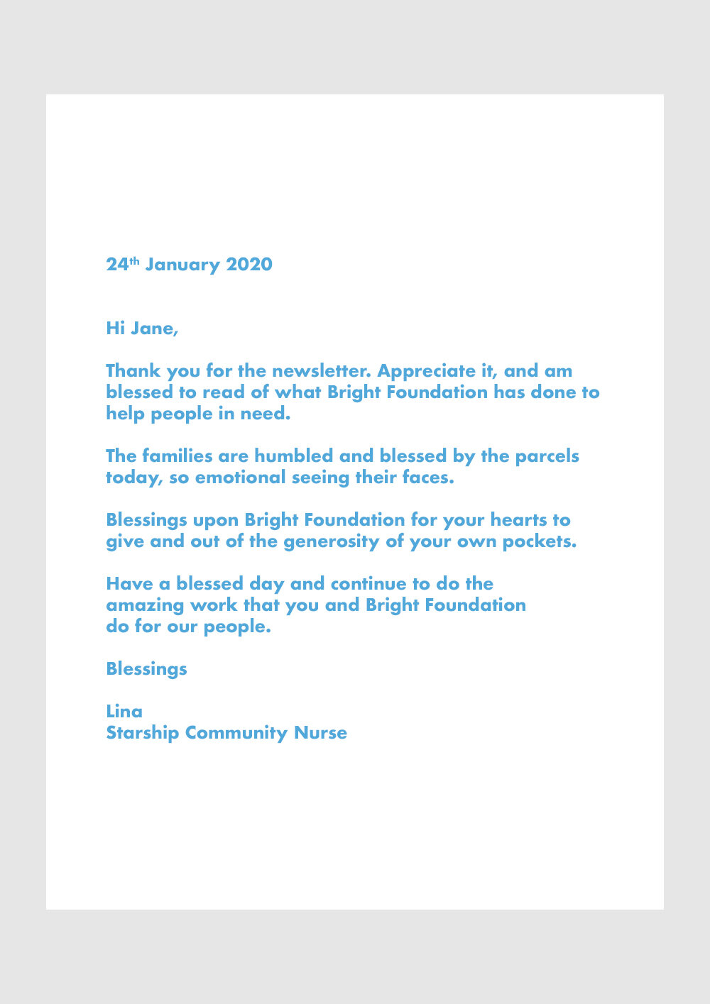 Working with Starship Hospital to provide emergency items to 7 families across Auckland 