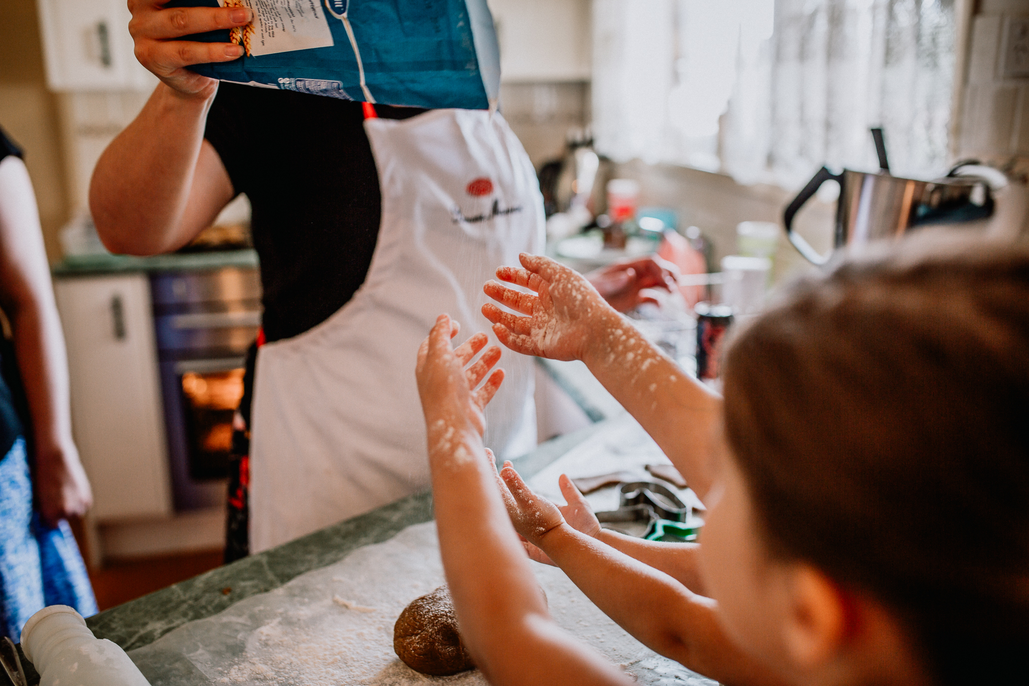 Christmas Baking, flour sprinkled on hands & bench | Image by Kylie Purtell Photos & Films