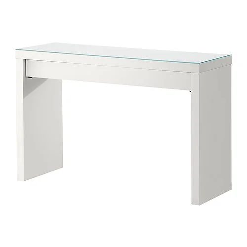 IKEA MALM dressing table,     $358  The MALM is a favorite of makeup artists because of its versatility and purposeful look. There are drawers to help you organise make up when you don't need them, and a spacious top for when you need to do your next makeup tutorial.