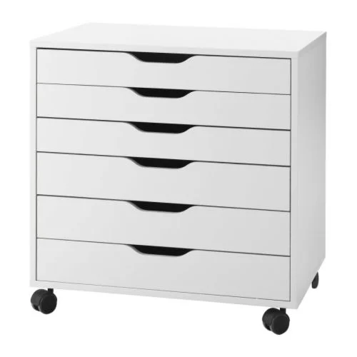 IKEA ALEX on castors,   $429  When you cannot decide what to bring, then bring them all! The ALEX on castors is easy to move so transporting your makeup from one room to another will as easy as applying foundation.