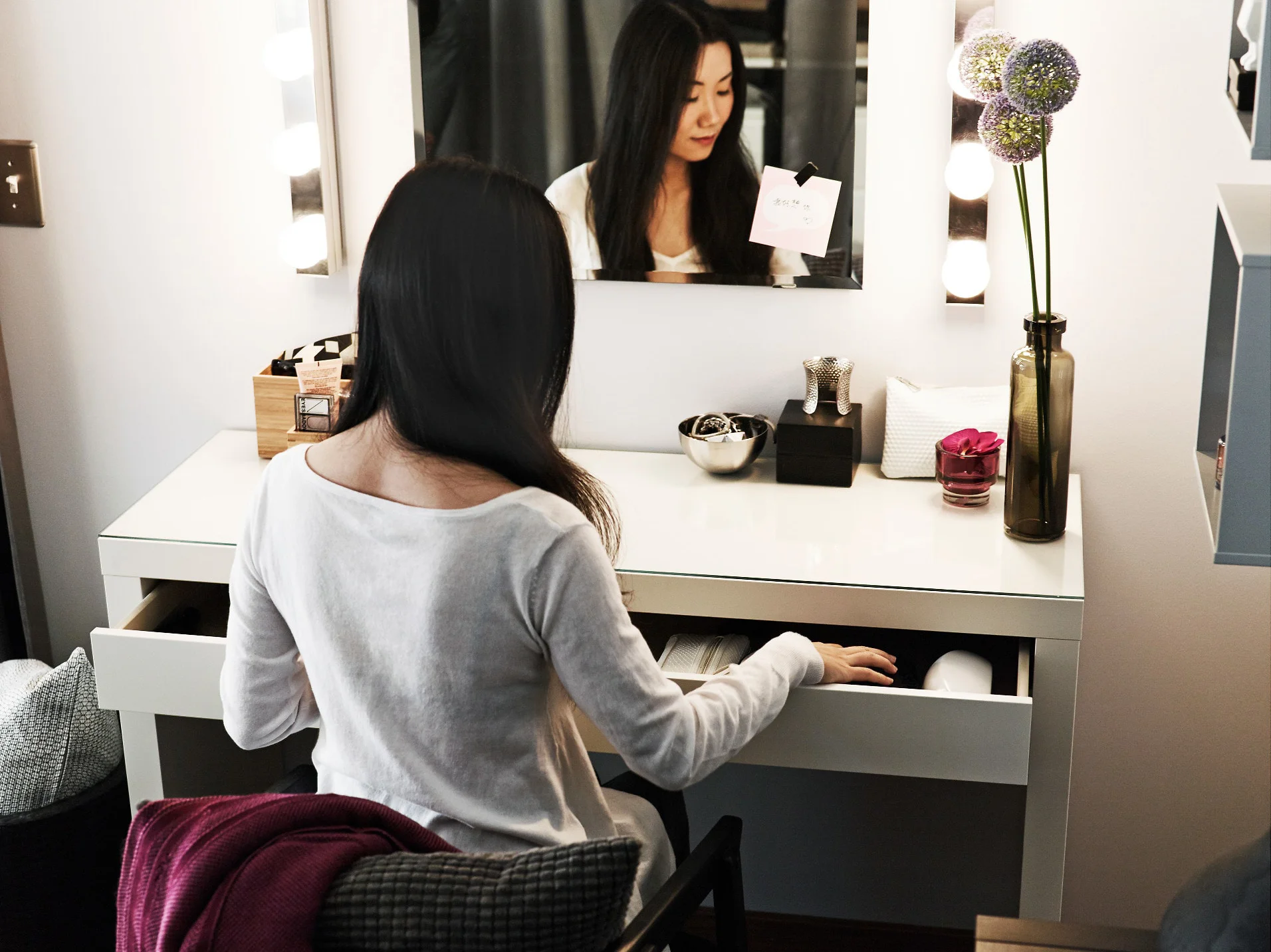 хемнэс туалетный столик с зркл белый 100x50 см