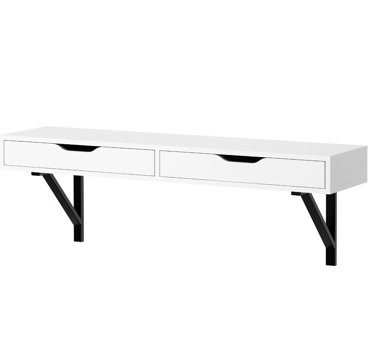 IKEA ALEX/EKBY wall shelf combo,    $115   The ALEX/EKBY is a minimalist dressing table with high functionality. Pair it with a mirror with light and you have a classy bedside dressing table.