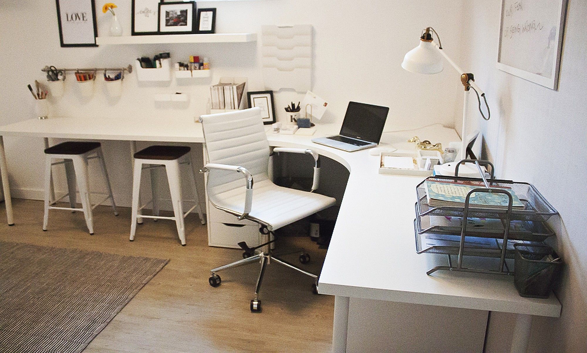 Home Office Corner Desk Setup IKEA LINNMON ADILS