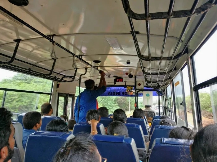 The shuttle bus taking us to the registration counters for the launch view gallery. It’s 1.33PM, an hour and ten minutes to launch.