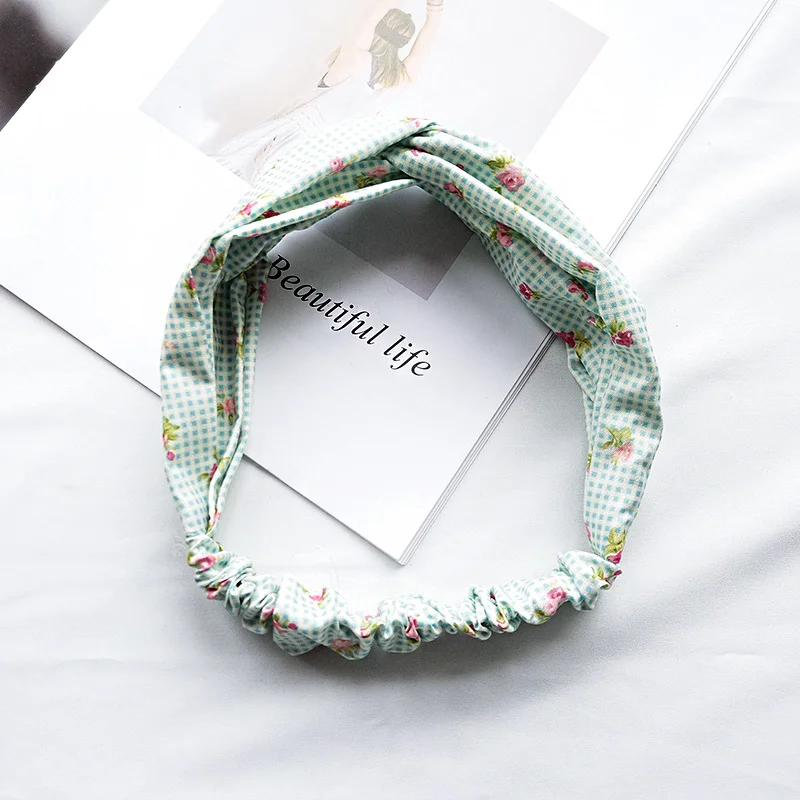 Mint Green Plaid Knot Headband