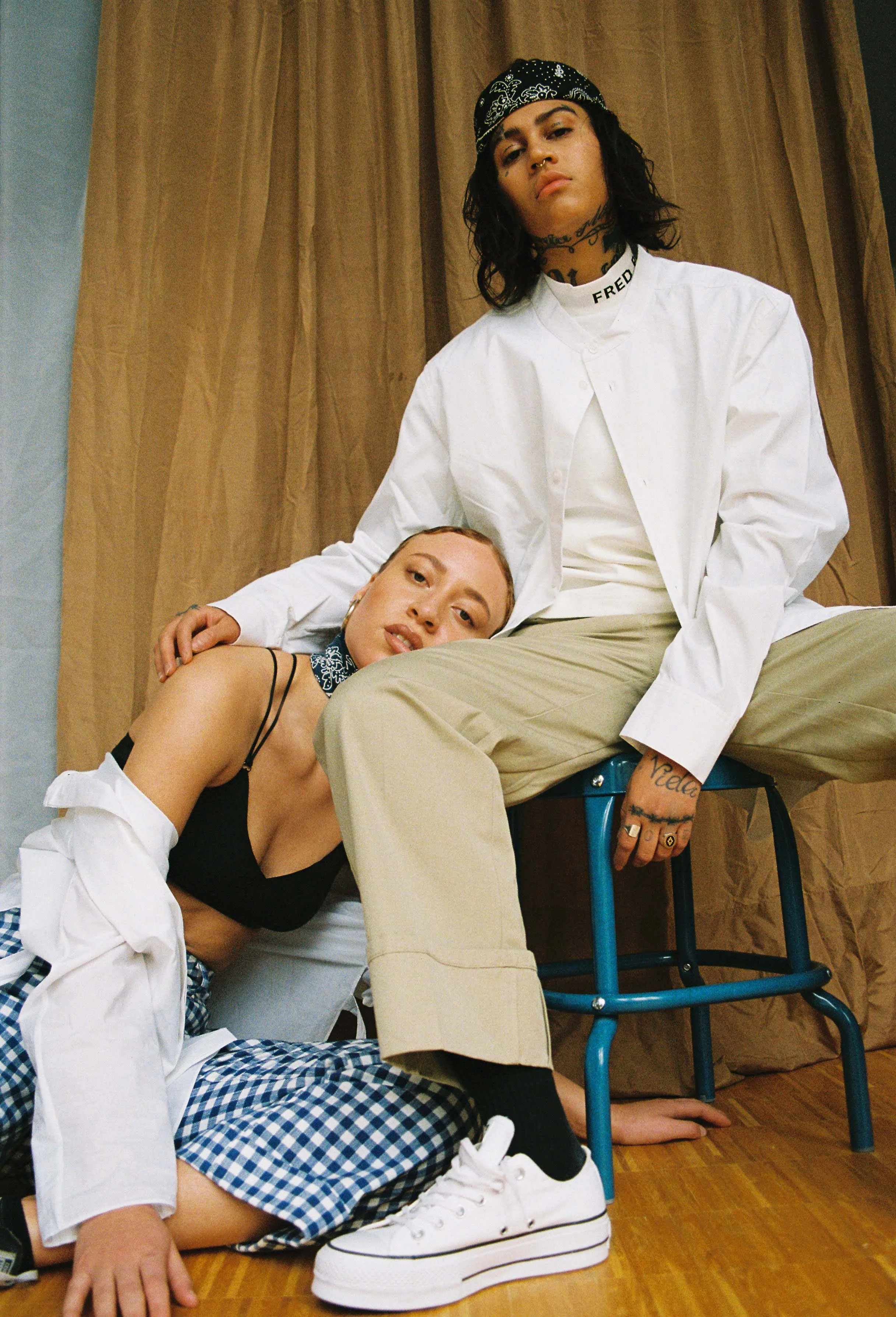 Photography Joanna Legid Talents Ebi , Steph & Romuald Styling & Production Anna Baur MUA Victoria Reuter shot for the Radical Soft issue of Blonde Magazine