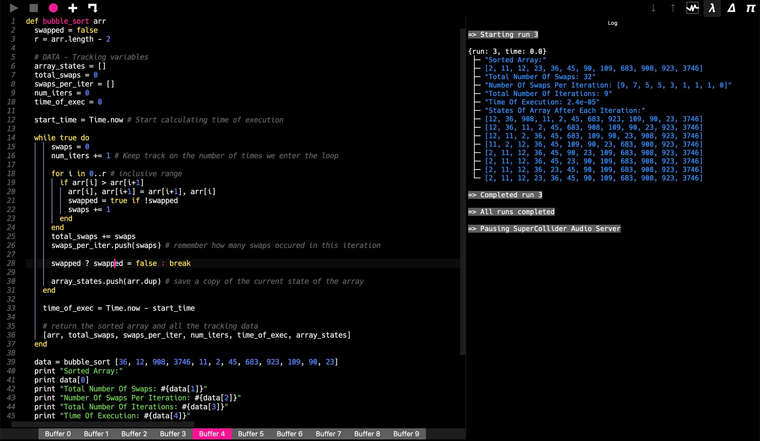 Bubble Sort in C# Console