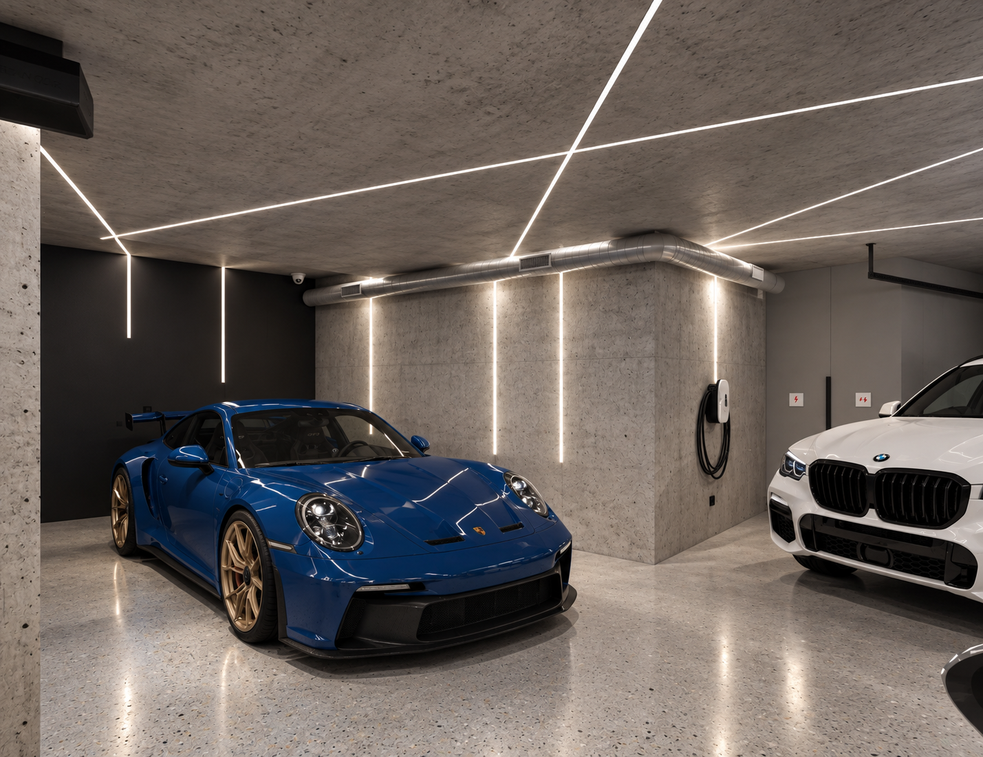 Luxusgarázs Porsche GT3-mal és BMW-vel.png
