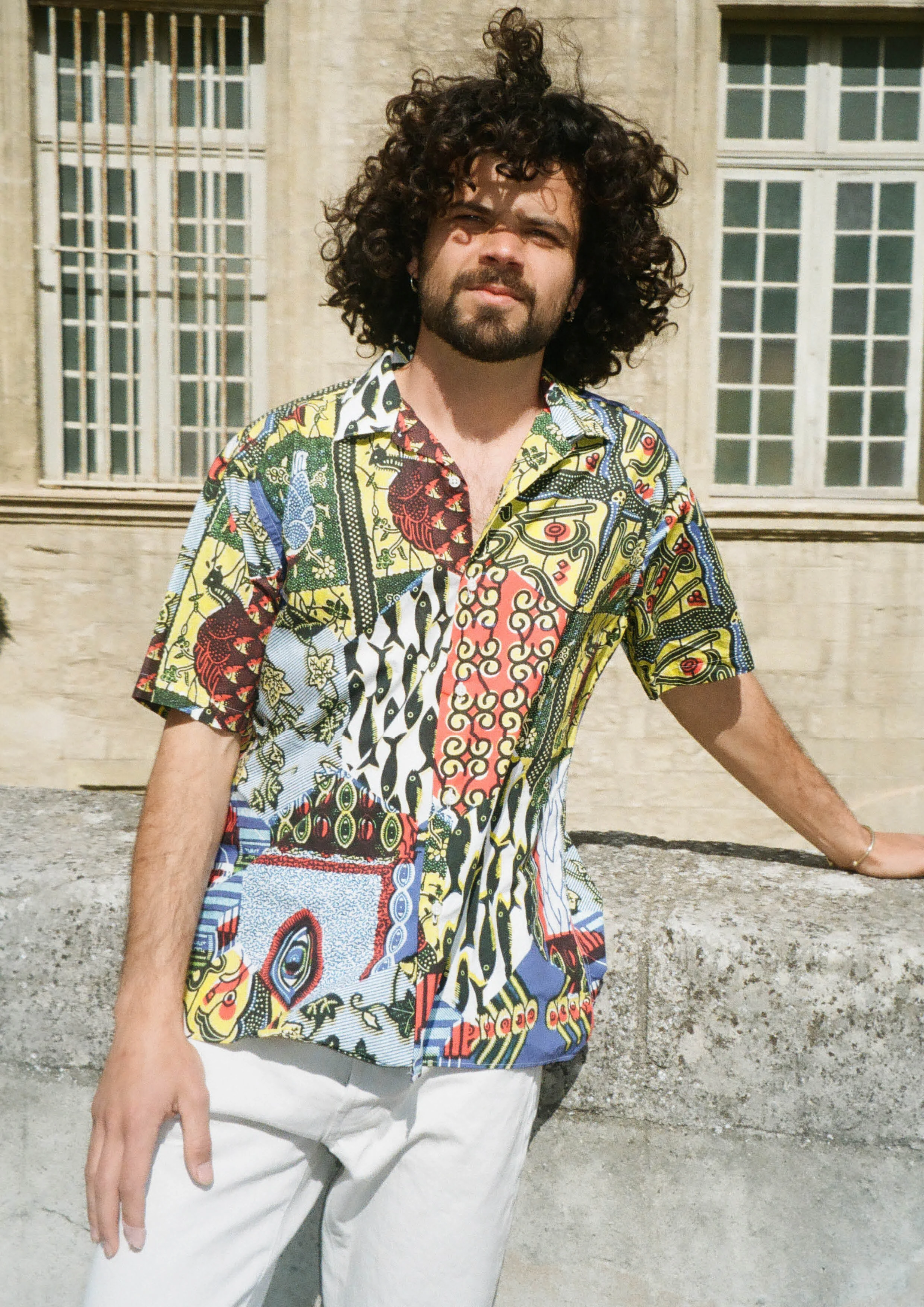 GITMAN - FISH EYE CAMP SHIRT — SOLAR 