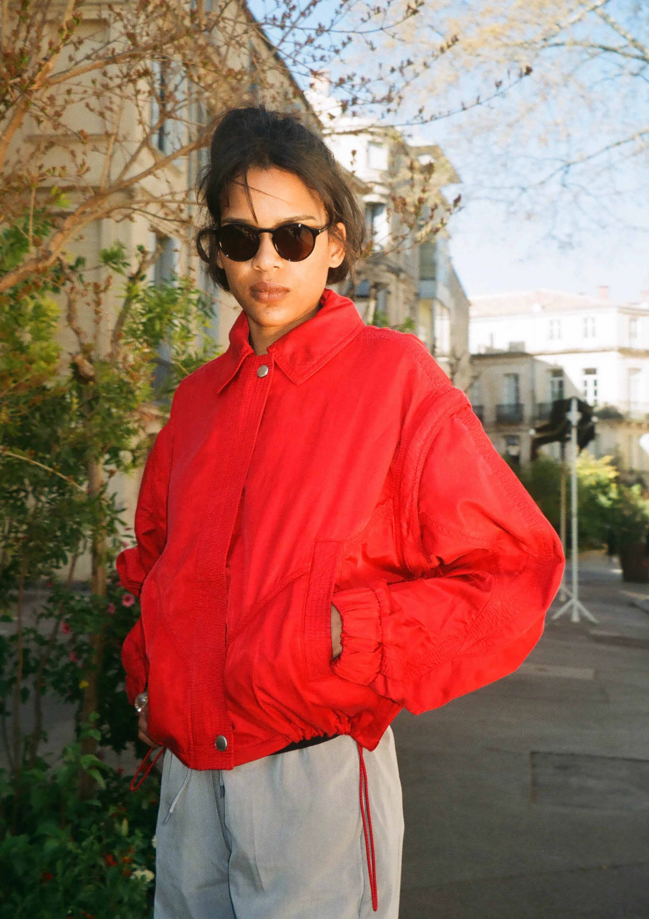 red cotton jacket