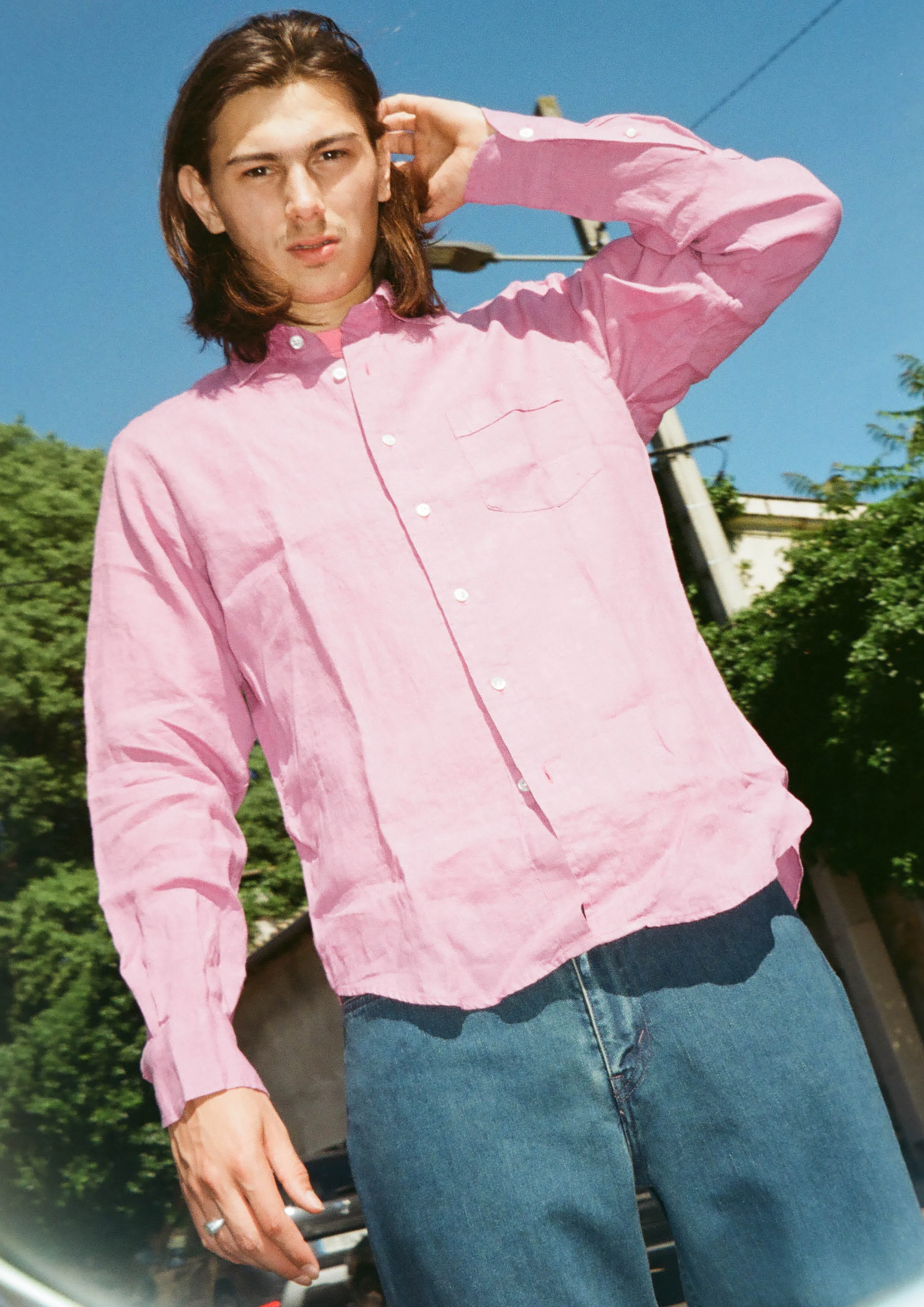 BRIGHT PINK JAPANESE LINEN SHIRT 