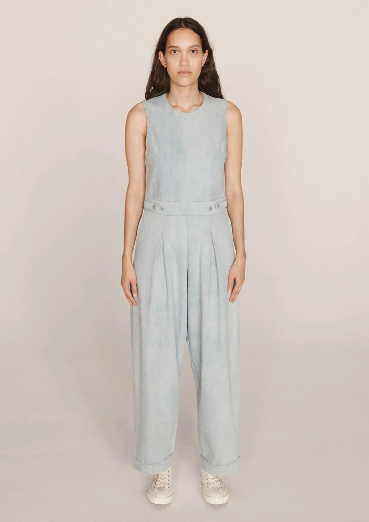 JOJO BLEACHED WASHED COTTON JUMPSUIT 