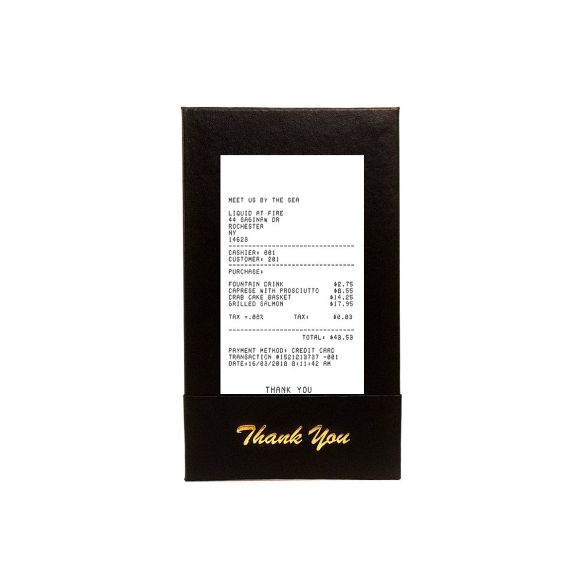 Single Panel Padded Check Presenter (5"x9") - 1000P BLACK THANK YOU