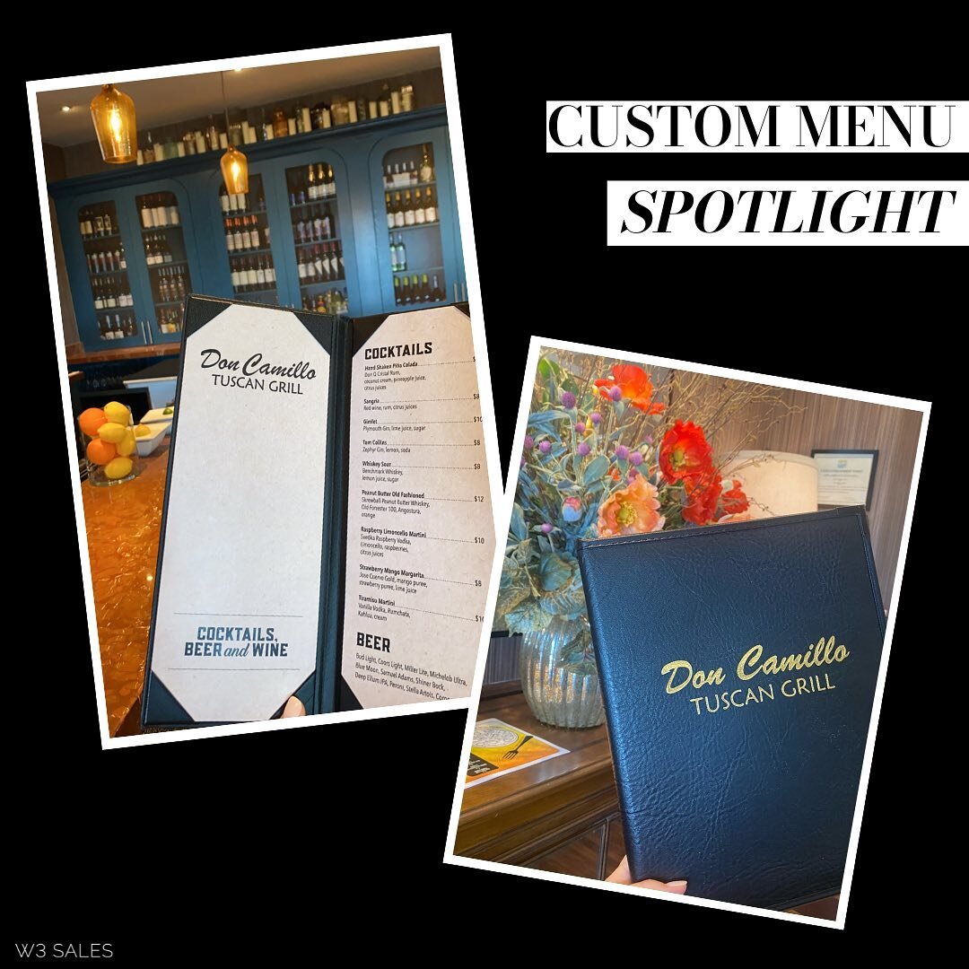 We're simply OBSESSED with these custom menus by Risch for Don Camillo's Tuscan Grill in Hickory Creek, TX! ❤️👏 #menus #custom #foodservice #foodie