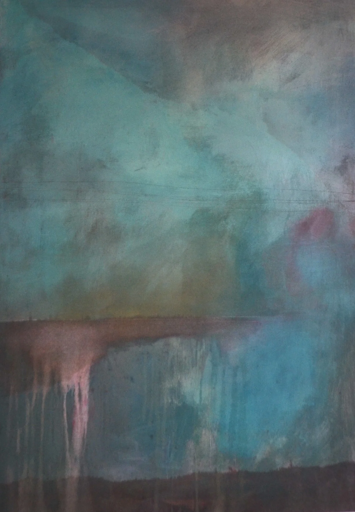 ‘Evening sun’ Ink and acrylic on canvas 100 x 70cm Sold