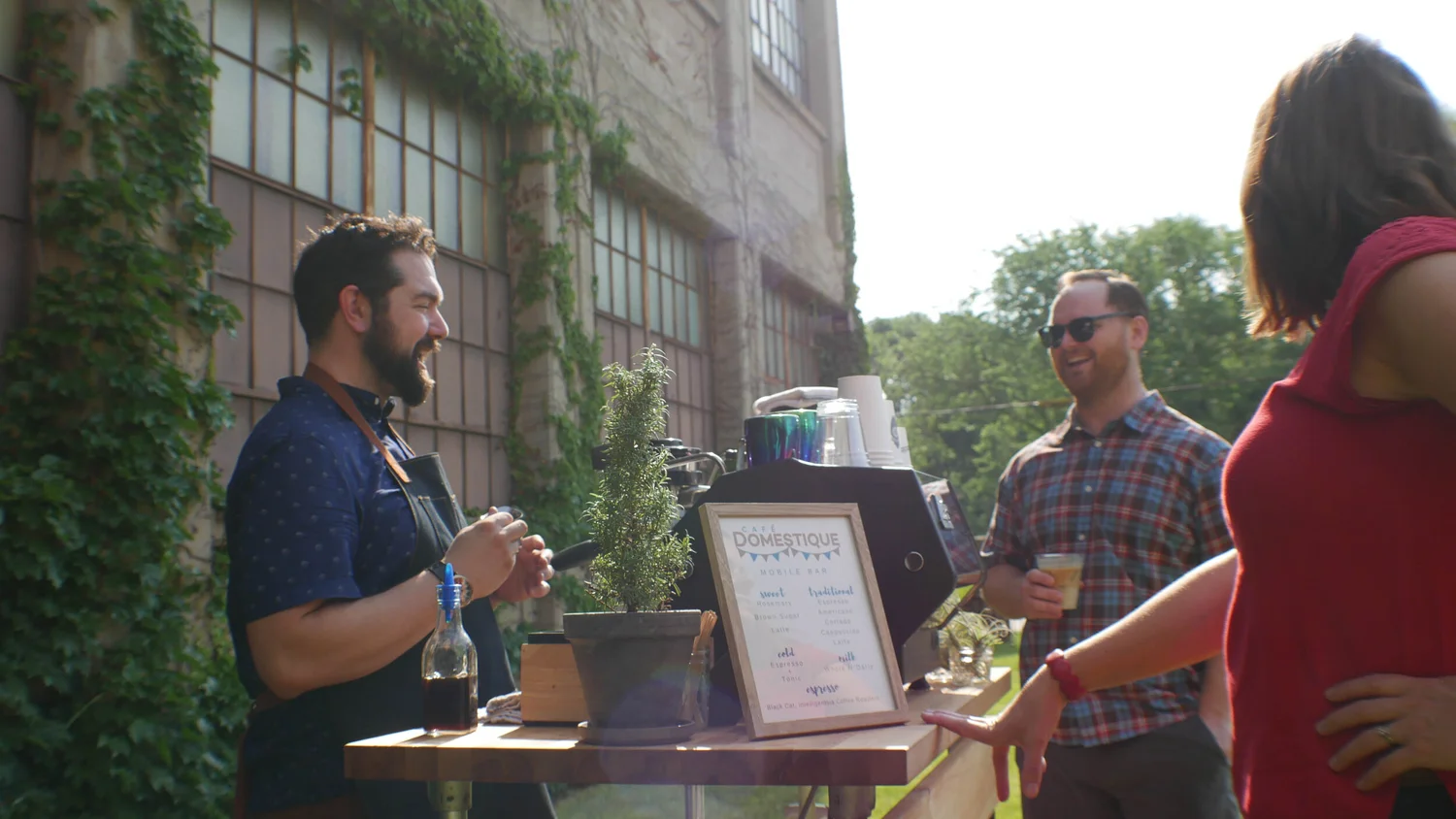 Cafe Domestique Mobile Bar mobile coffee cart and team in Madison, WI
