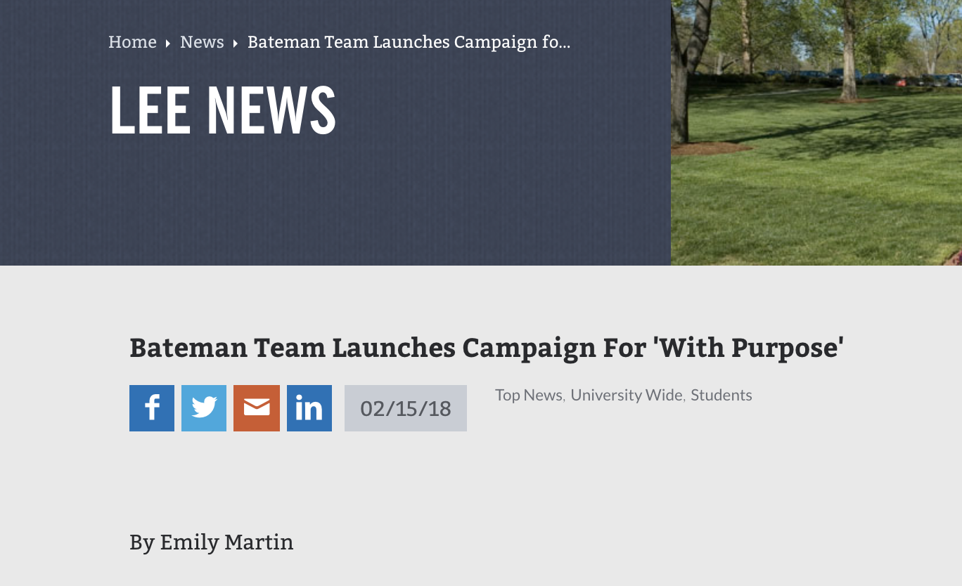 Bateman Team Launches Campaign For 'With Purpose'
