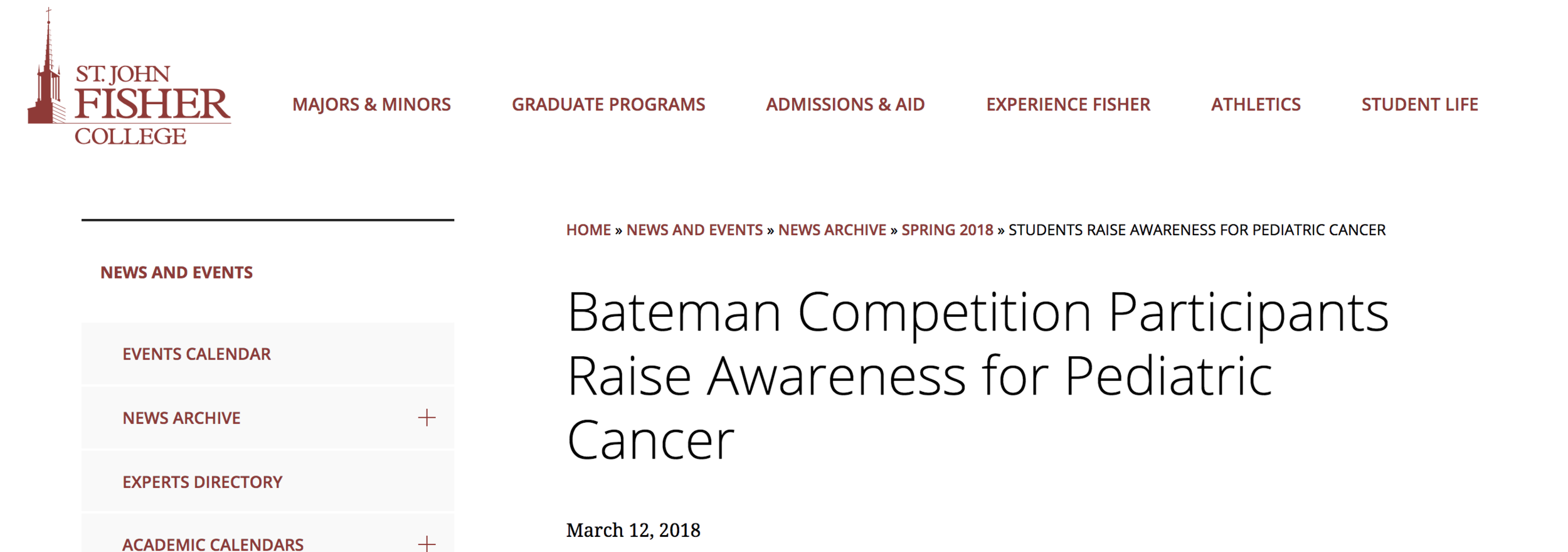 Bateman Competition Participants Raise Awareness for Pediatric Cancer