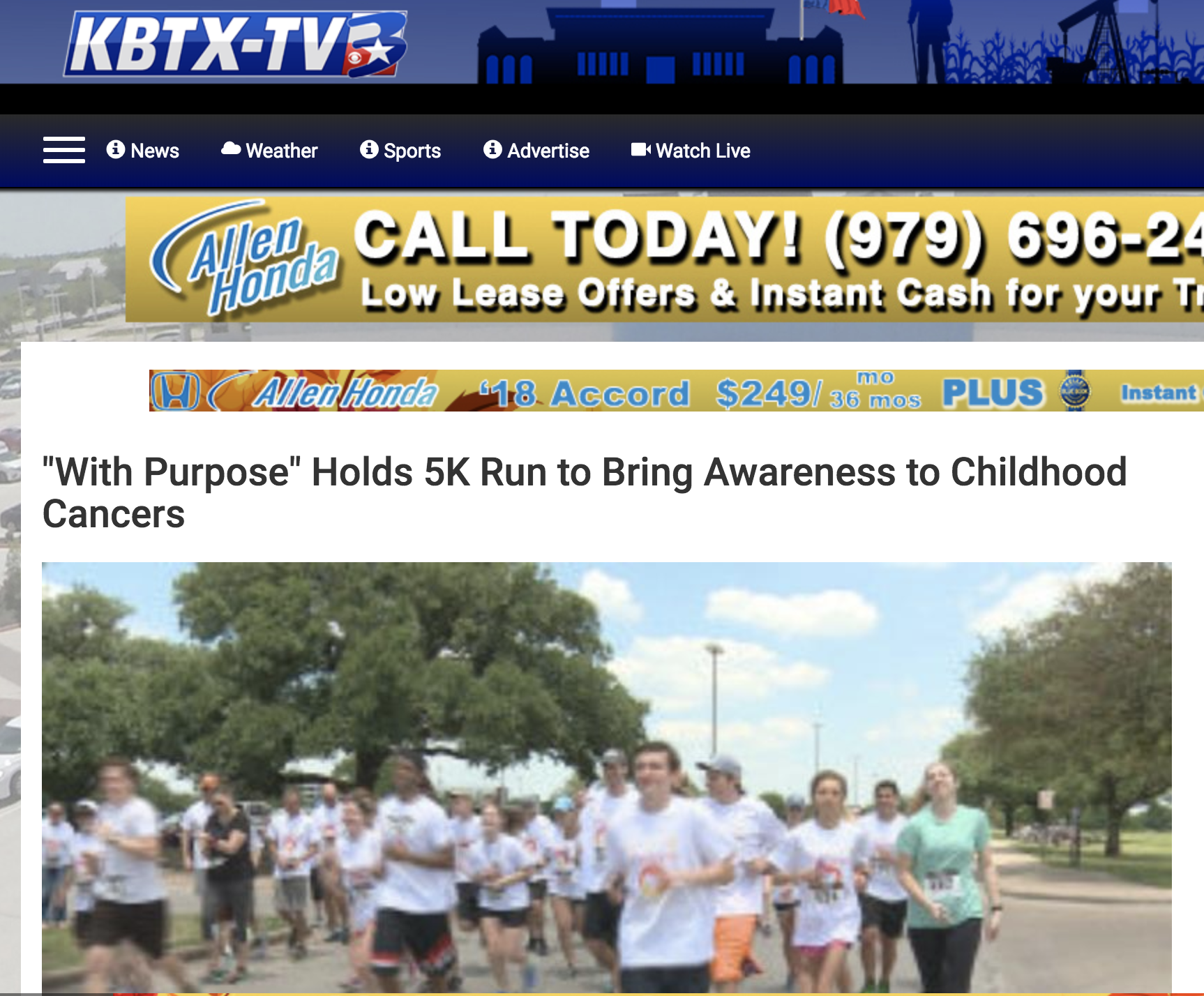 'With Purpose' Holds 5K Run to Bring Awareness to Childhood Cancers