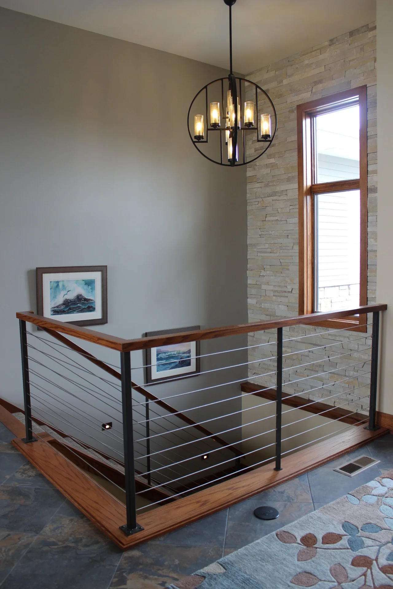 Stairway Railing with Stainless Cabling