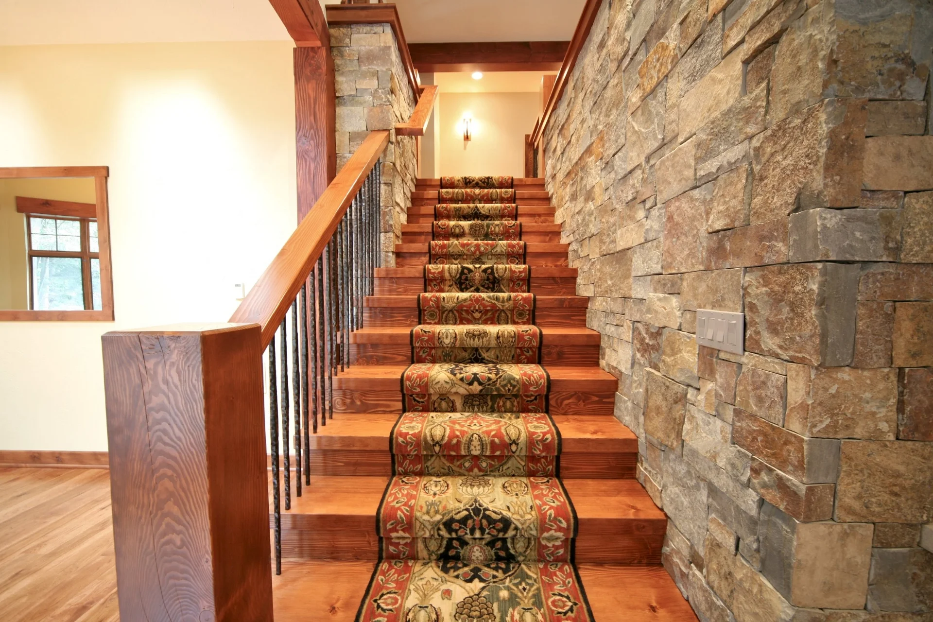Stairway with Interior Stone Wall