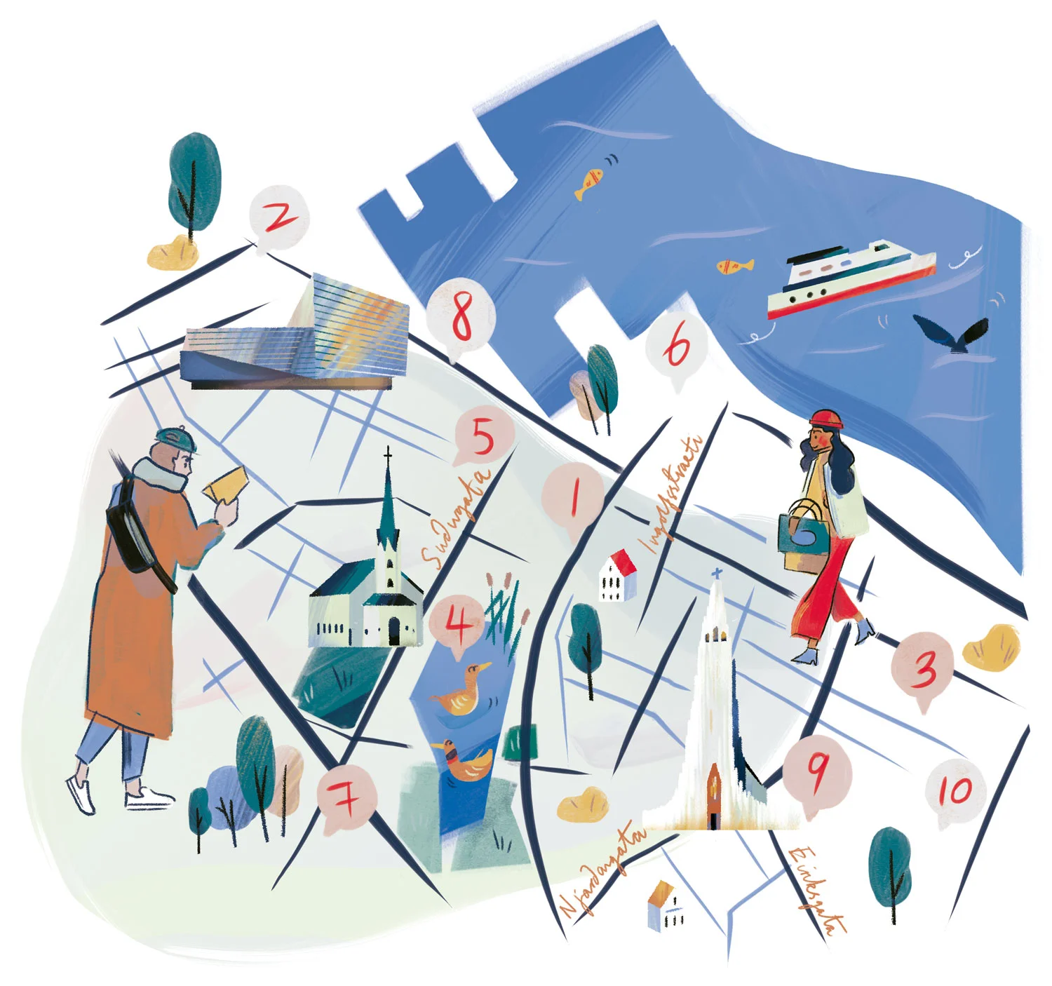 Map of Reyjavik, Iceland (Client: Mail on Sunday)