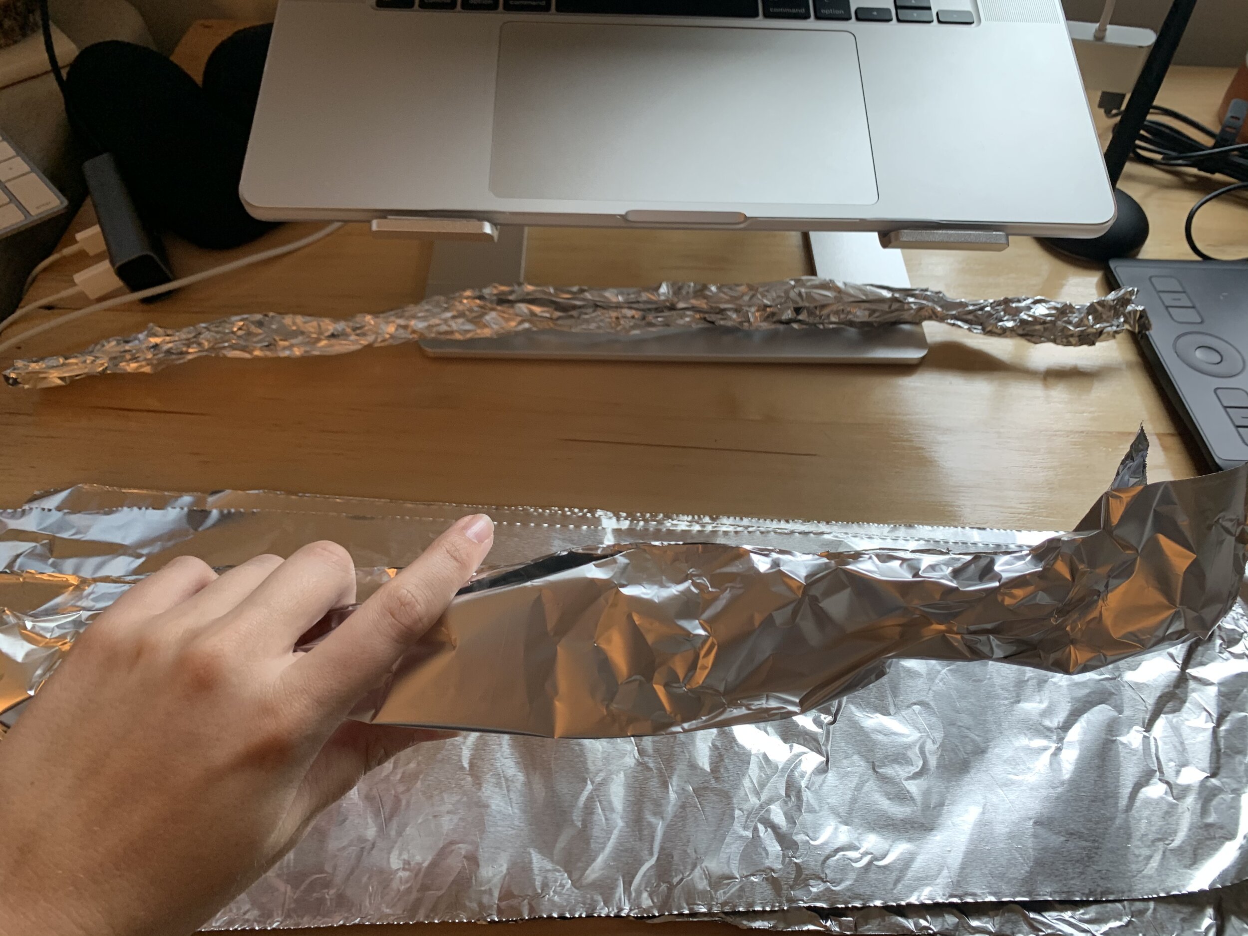 mold each piece into a straight line