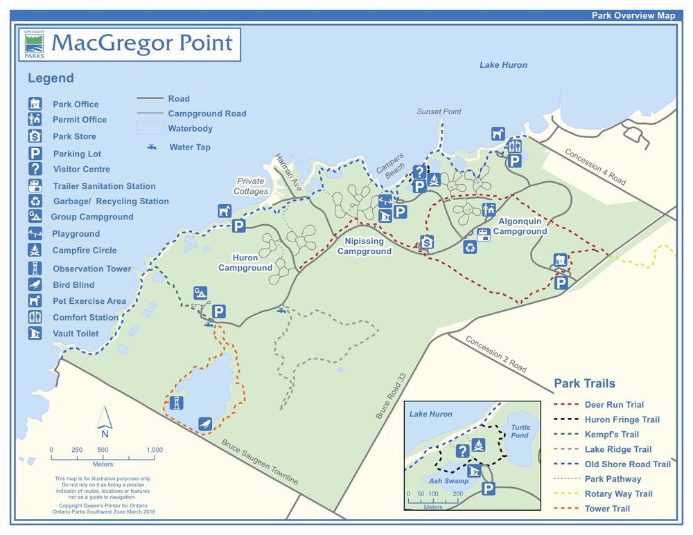 MacGregor Point Park Map - Hiking Trails