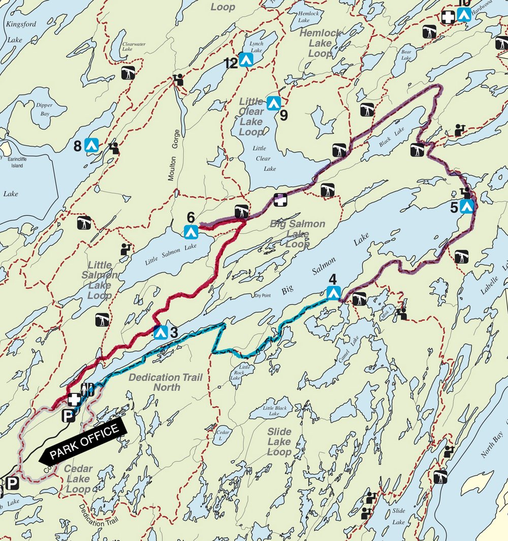 Frontenac Park backpacking hiking route Big Salmon Lake - 2-night Trip