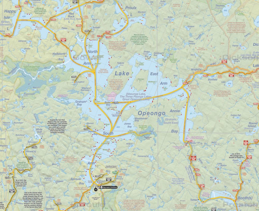 Algonquin Park Map - Opeongo Lake Canoe Routes