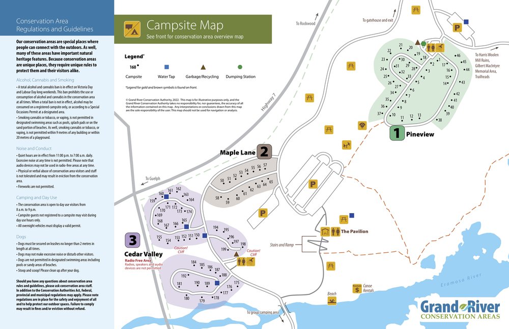 Rockwood Conservation Area Park Map - Campsites