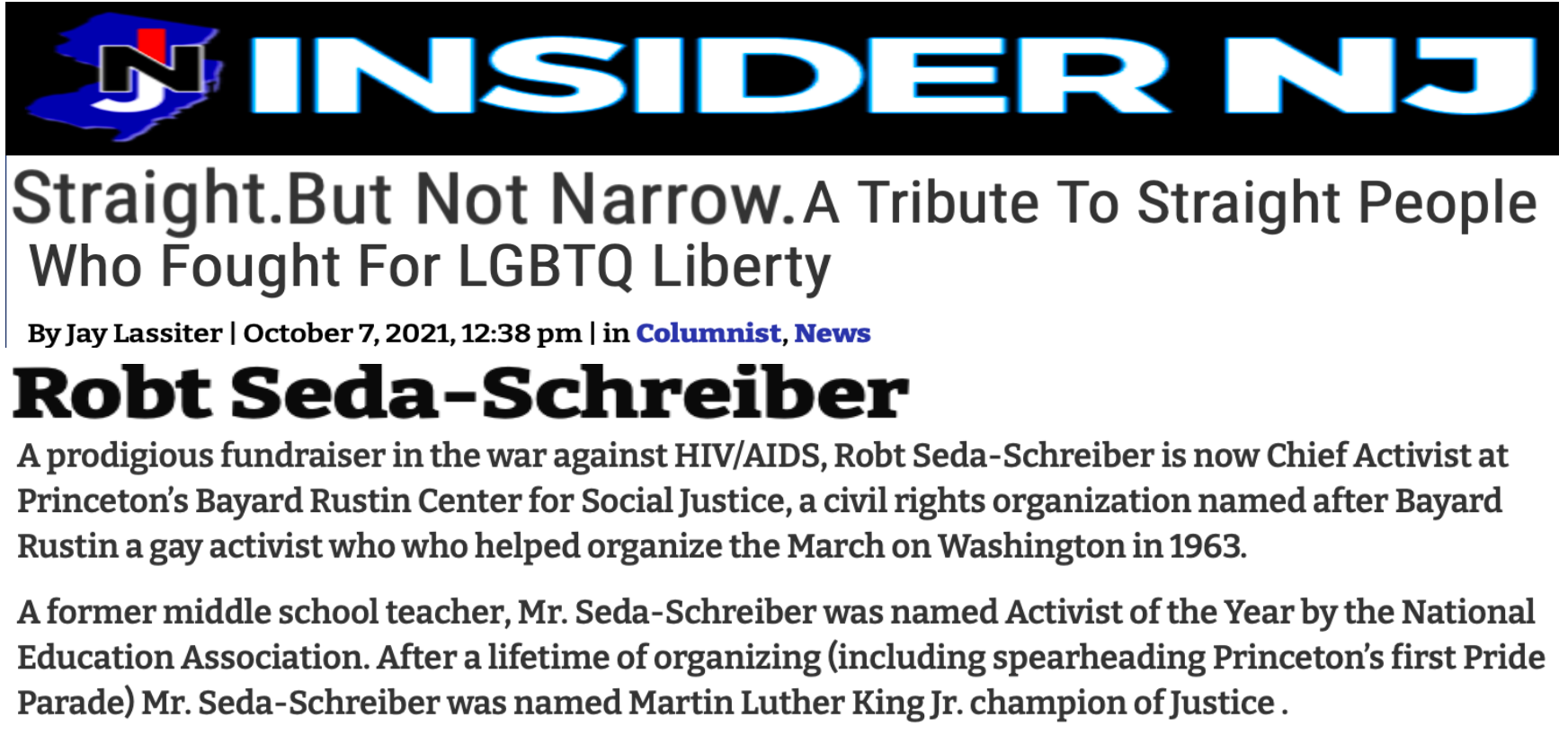 BRCSJ Chief Activist Robt Seda-Schreiber named Top Ally to LGBTQIA Community.png