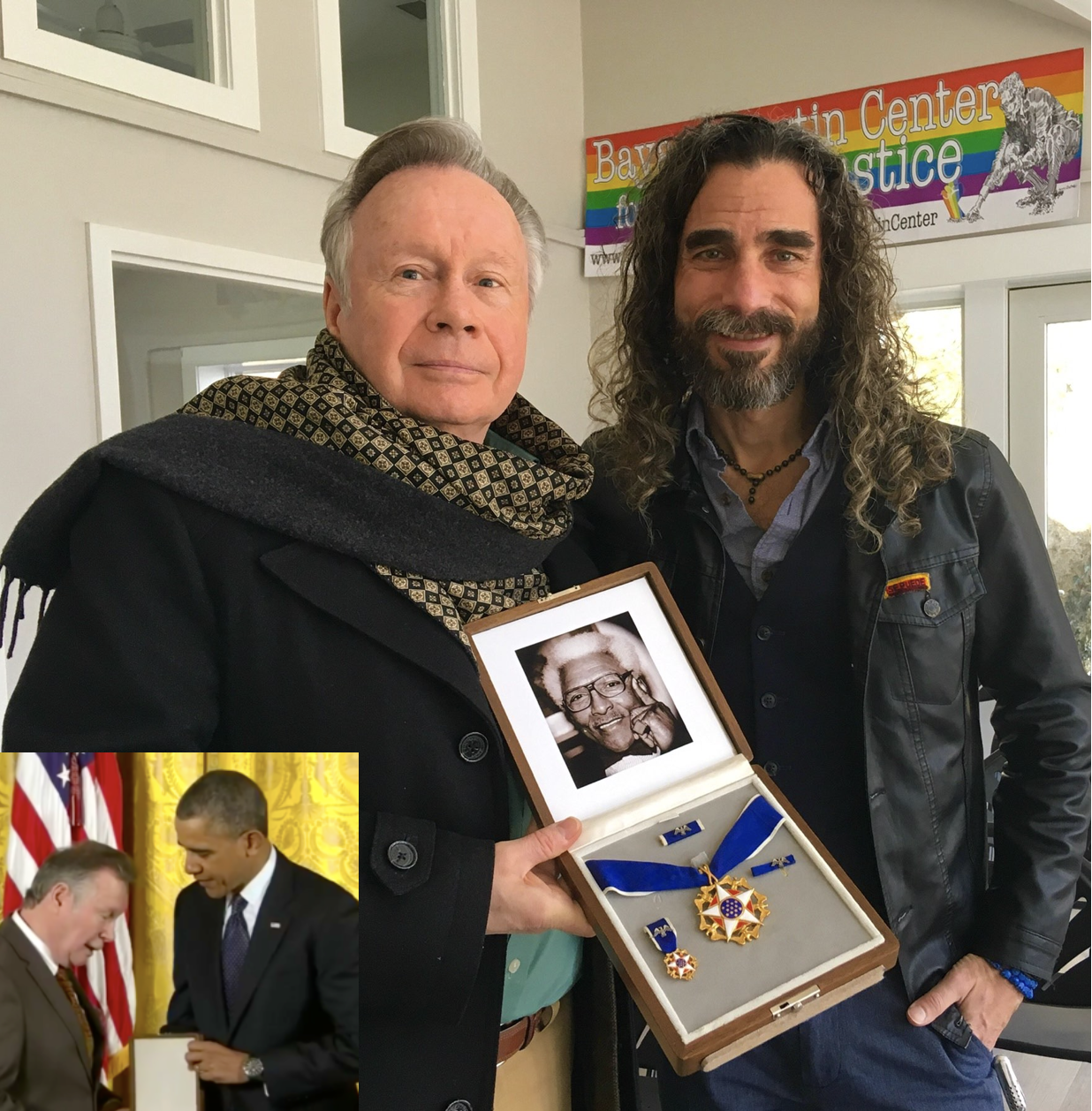 Walter Naegle with Chief Activist Robt Seda-Schreiber at BRCSJ HQ with Medal of Freedom.png