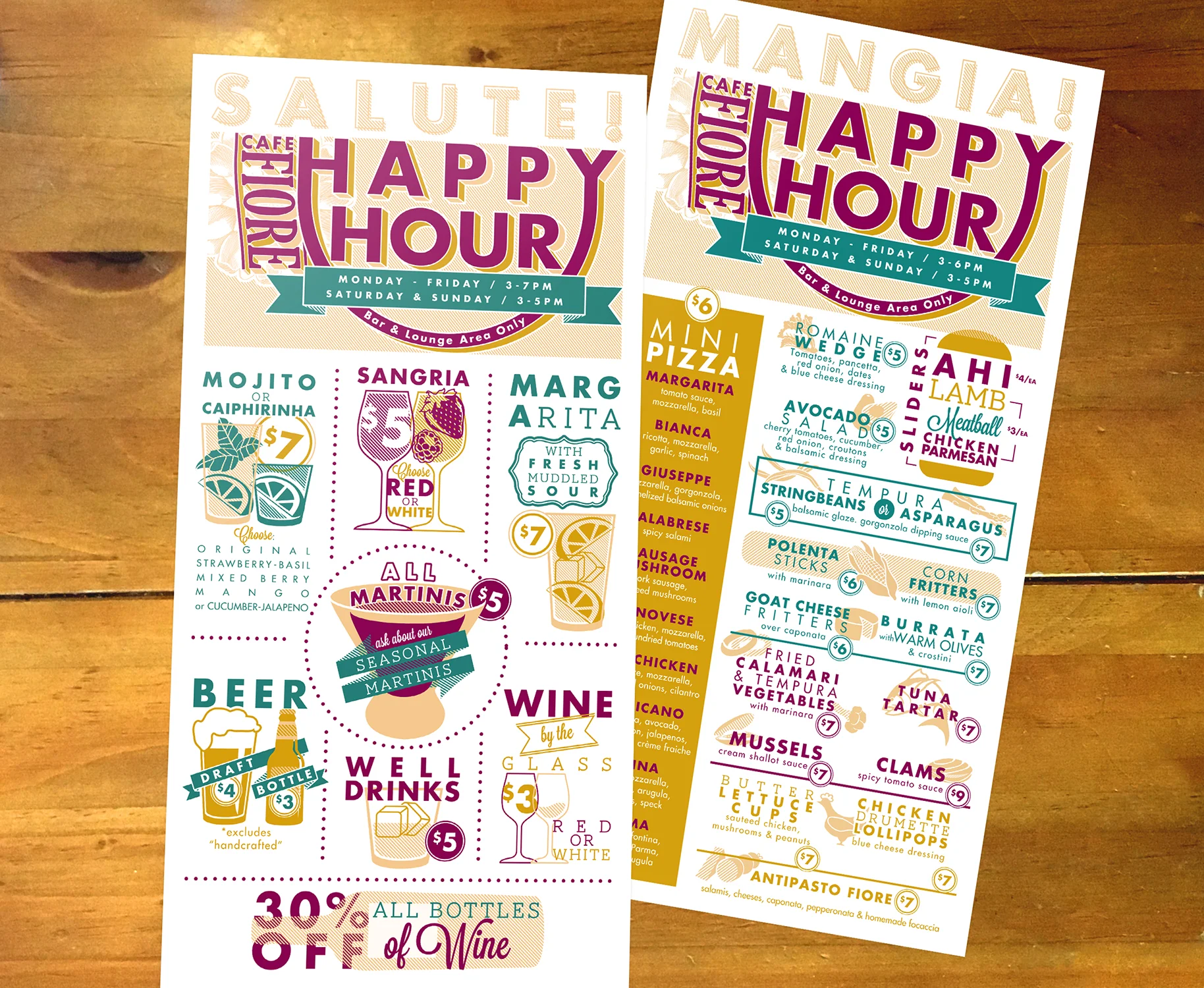 Cafe Fiore, Menu Design